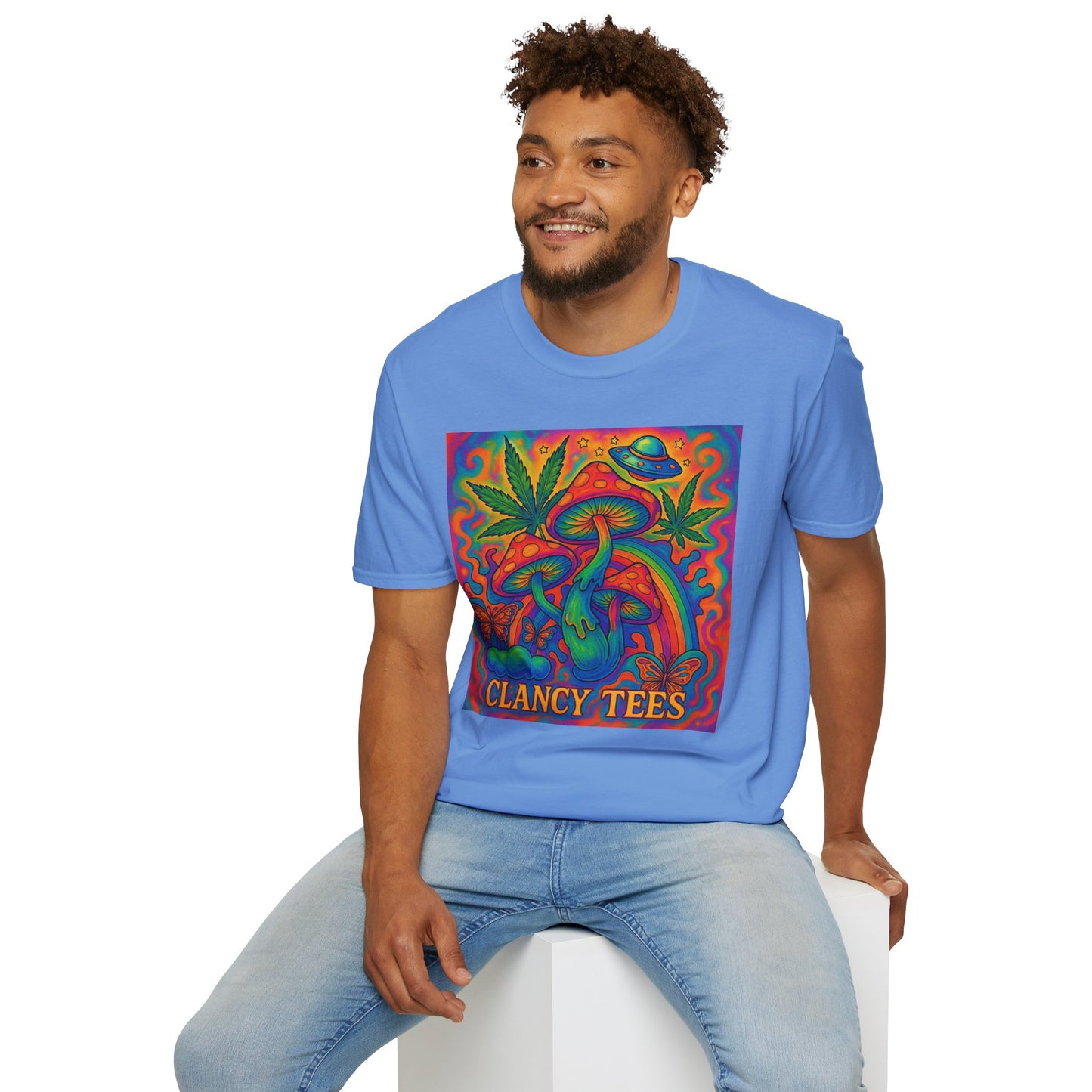 Colorful Psychedelic T-Shirt, Fun Graphic Tee for Music Festivals, Unique Gift for Friends, Retro Style Shirt, Unisex Softstyle Tee