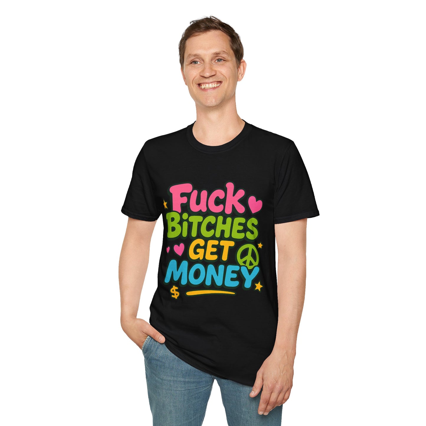 Fuck Bitches Get Money Shirt Funny Bold Graphic Tee Gift for Hustlers Savage Statement T-Shirt for Rebels Trolls Unfiltered Meme Culture Fans