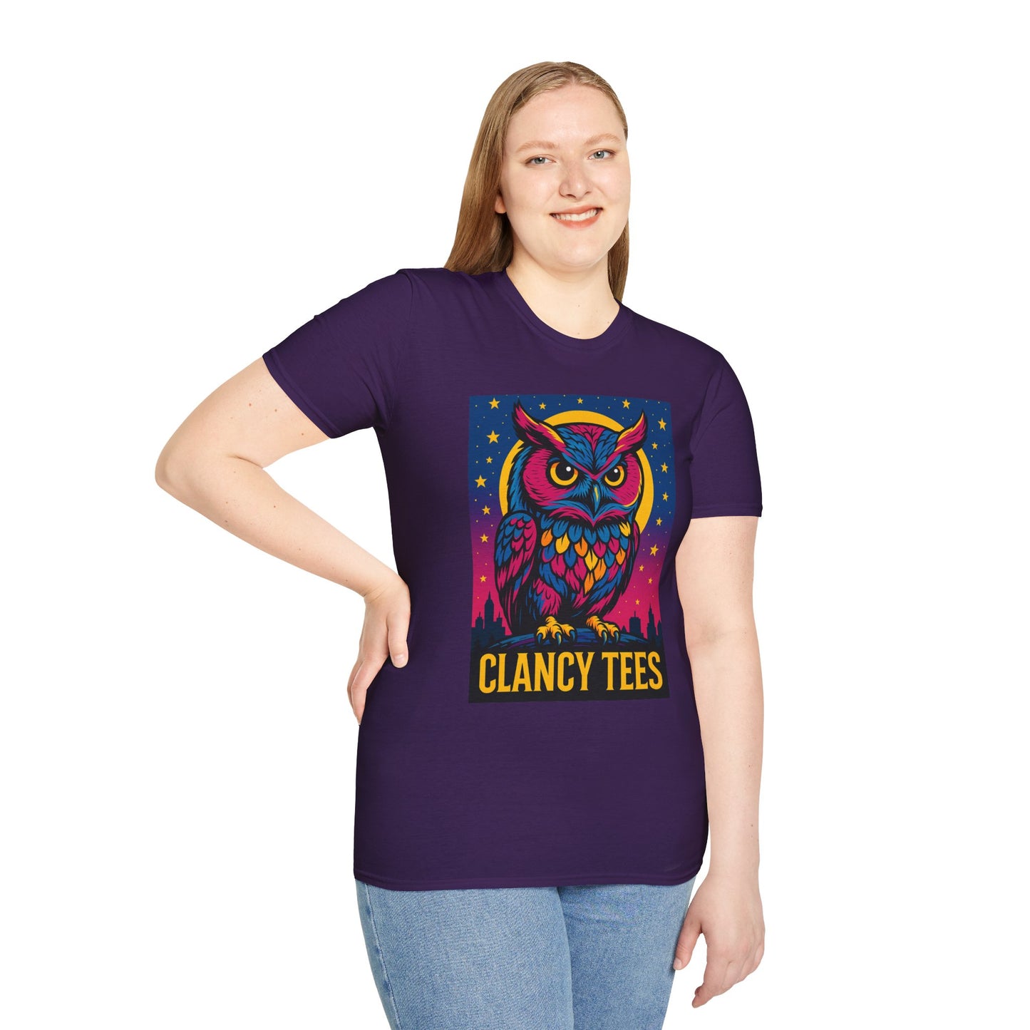 Psychedelic Owl Shirt with Stars and Moon | Trippy Forest Animal Tee | Gift for Night Owls and Weirdos | Bold Colorful Nature Graphic Tee