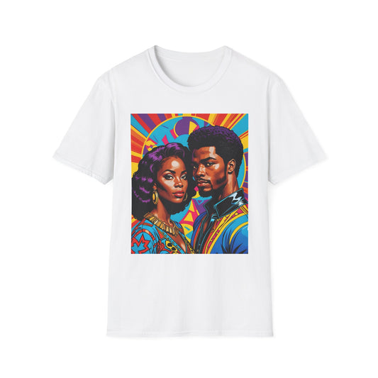 Vibrant Retro-Inspired Unisex Softstyle T-Shirt, Colorful Art Tee, Black History Month Shirt, Casual Streetwear, Gift for Art Lovers