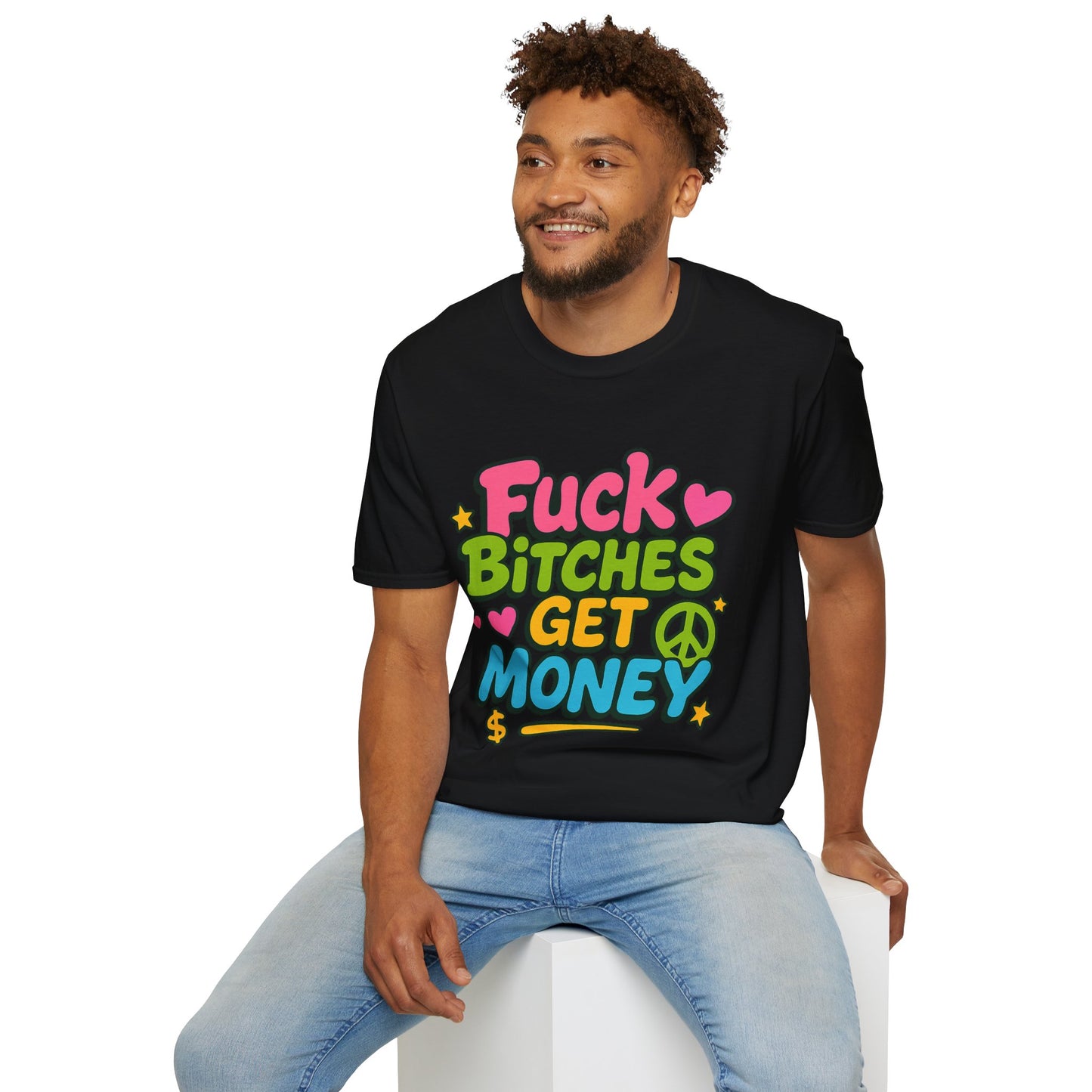 Fuck Bitches Get Money Shirt Funny Bold Graphic Tee Gift for Hustlers Savage Statement T-Shirt for Rebels Trolls Unfiltered Meme Culture Fans