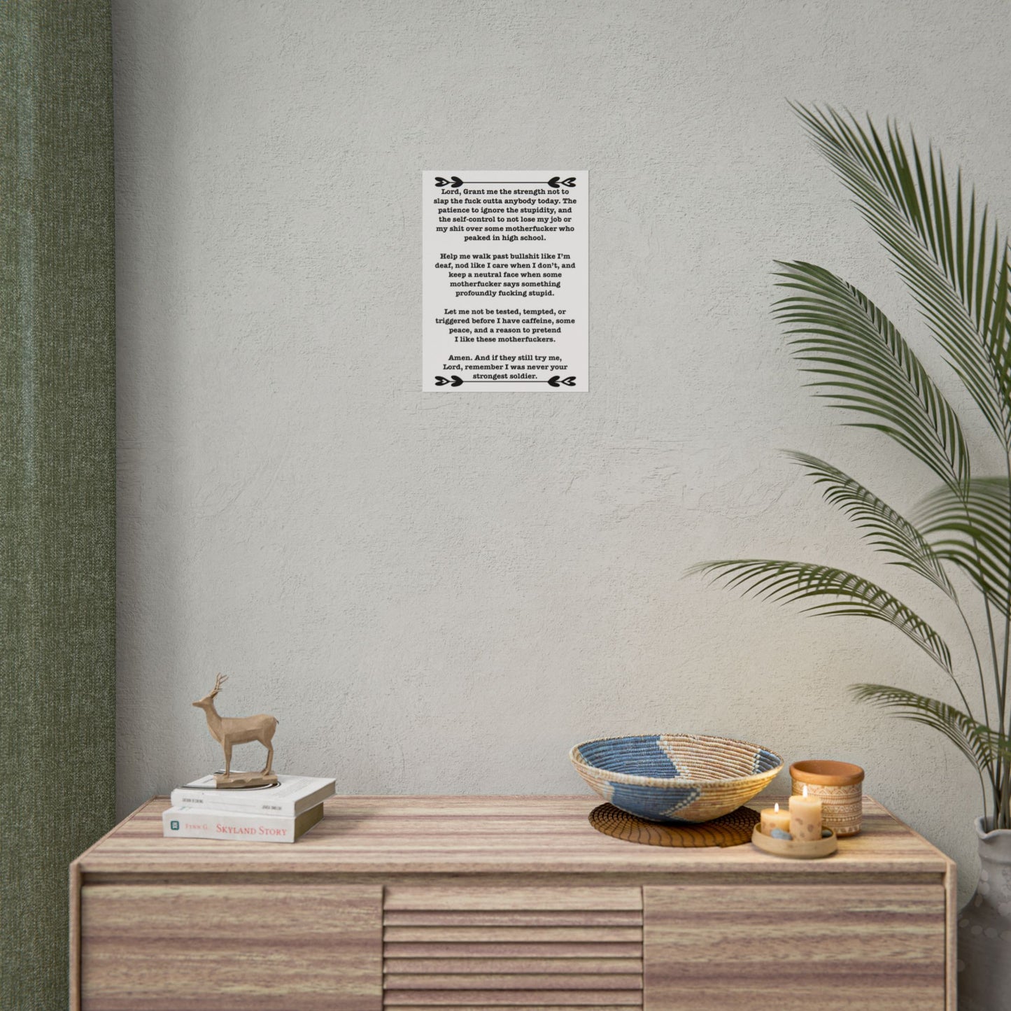 ClancyTees Serenity Prayer Poster Funny Profane Wall Art Office Humor Print Gift for Coworkers