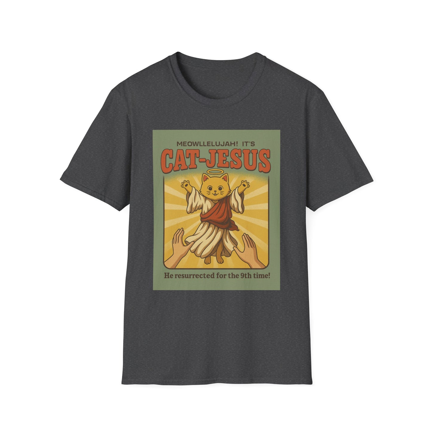 Cat Jesus Funny Resurrected Cat Shirt Meow Hallelujah Tee for Cat Lovers Faith and Felines Fans of Holy Humor and Nine Lives Resurrection Gags