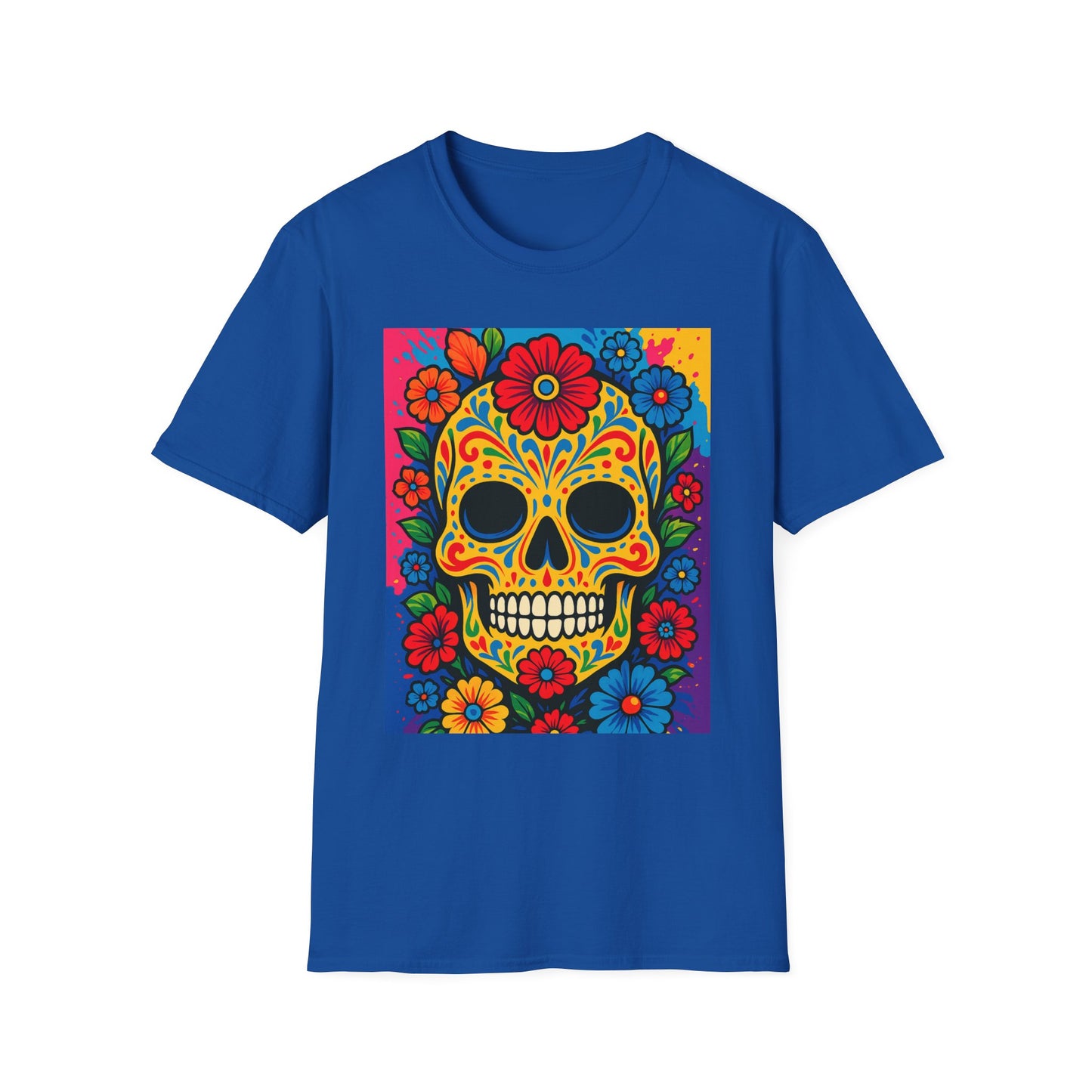 Colorful Sugar Skull Shirt | Day of the Dead Graphic Tee | Gift for Tattoo Lovers & Art Fans | Floral Skull T-Shirt