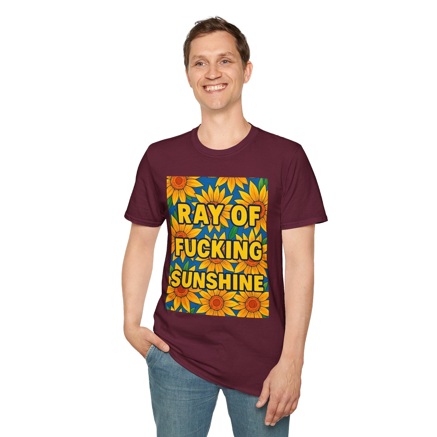 Cheerful Graphic Tee: "Ray of Fucking Sunshine" Unisex Softstyle T-Shirt | Gift for Friends, Casual Wear, Summer Vibes, Birthday Gift, [...]