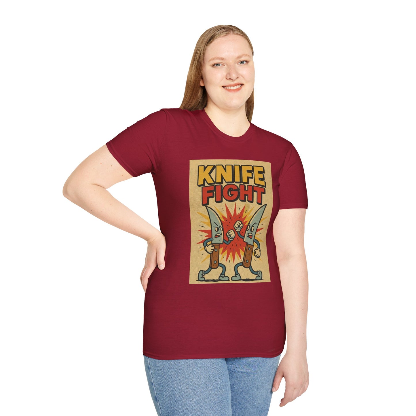 Retro Knife Fight Graphic T-Shirt, Funny Tee, Casual Unisex Clothing, Gift for Him or Her, Unique Humor Shirt