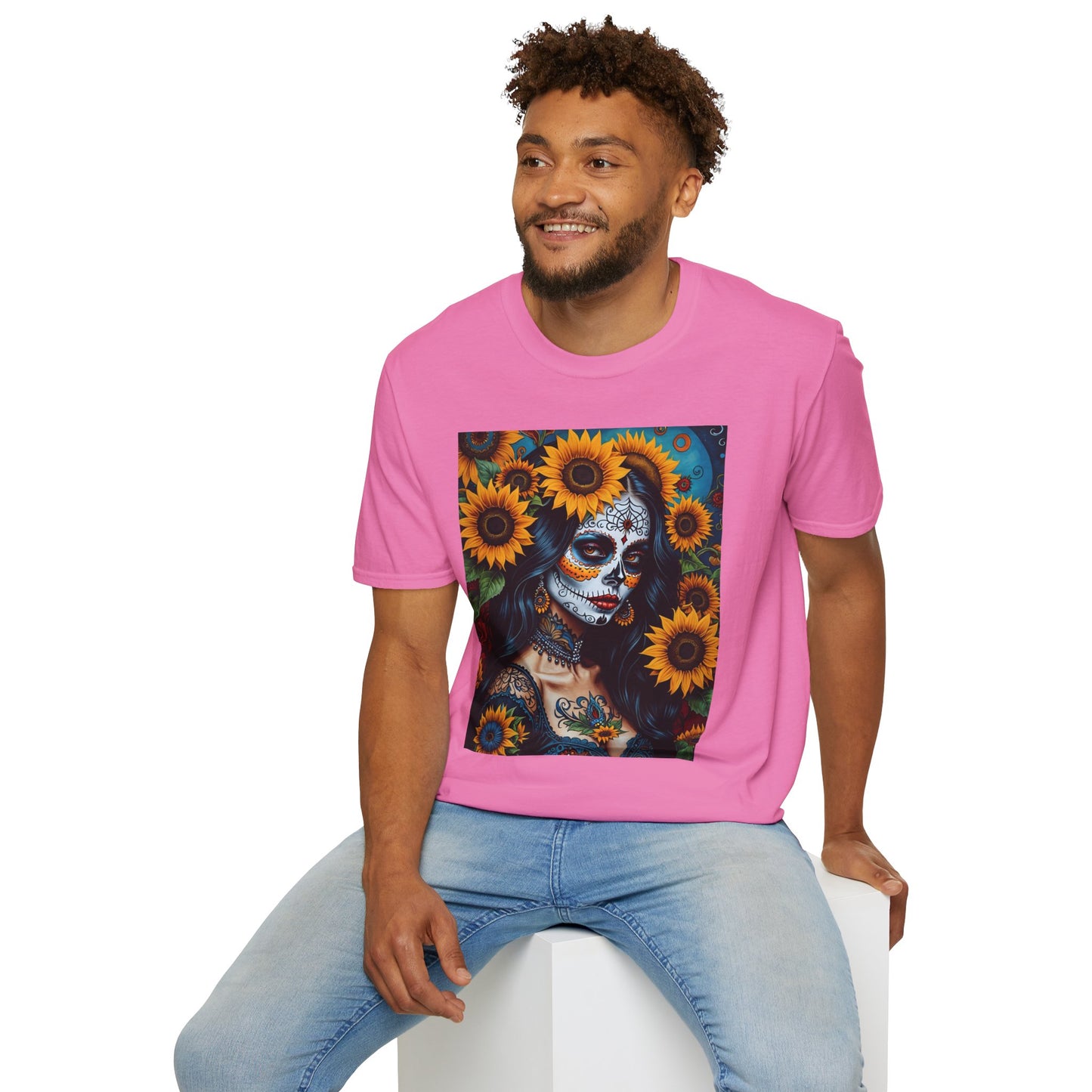 Day of the Dead Floral T-Shirt, Sugar Skull Tee, Unisex Halloween Shirt, Floral Art T-Shirt, Casual Everyday Wear