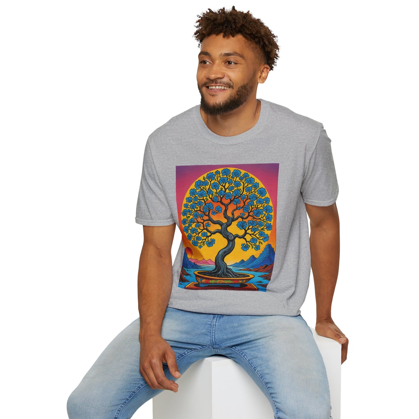 Spiritual Tree Graphic T-Shirt | Unisex Softstyle Tee | Nature Lover Gift | Bohemian Apparel | Yoga Shirt | Eco-Friendly Clothing | Art Tee