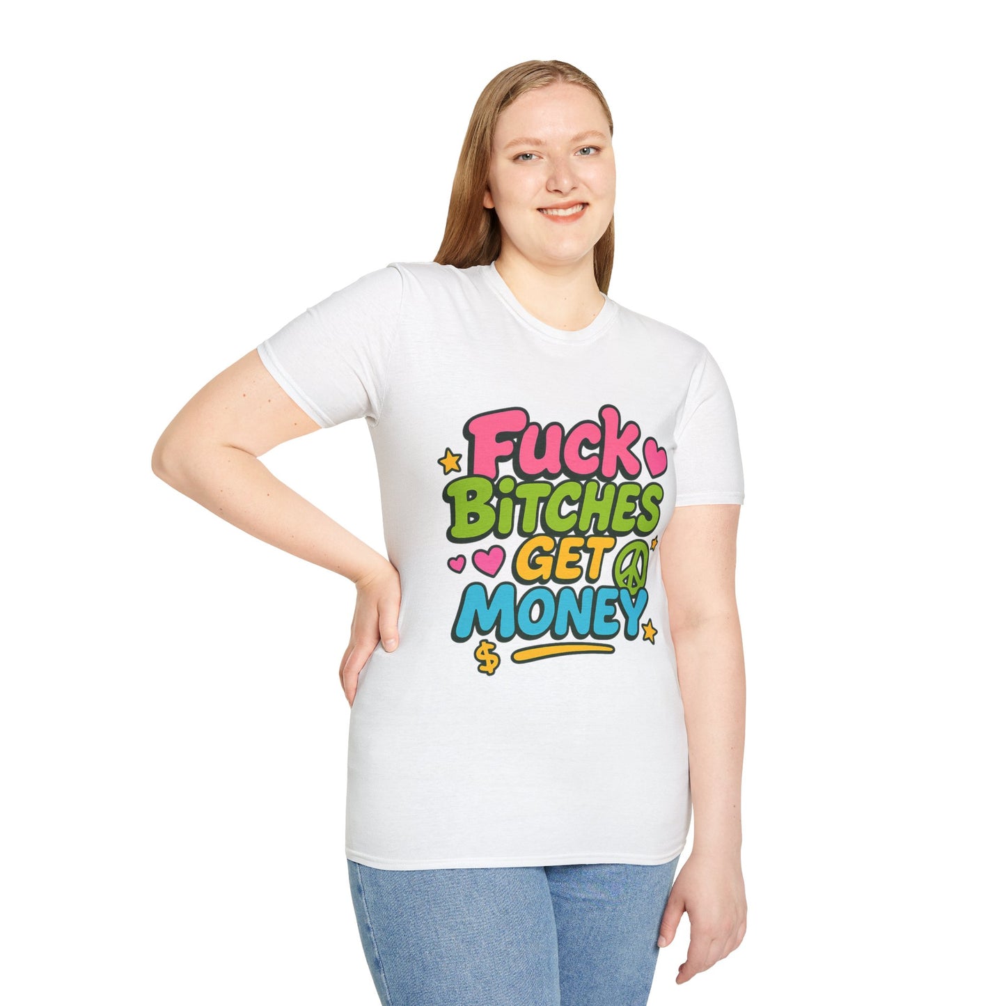 Fuck Bitches Get Money Shirt Funny Bold Graphic Tee Gift for Hustlers Savage Statement T-Shirt for Rebels Trolls Unfiltered Meme Culture Fans