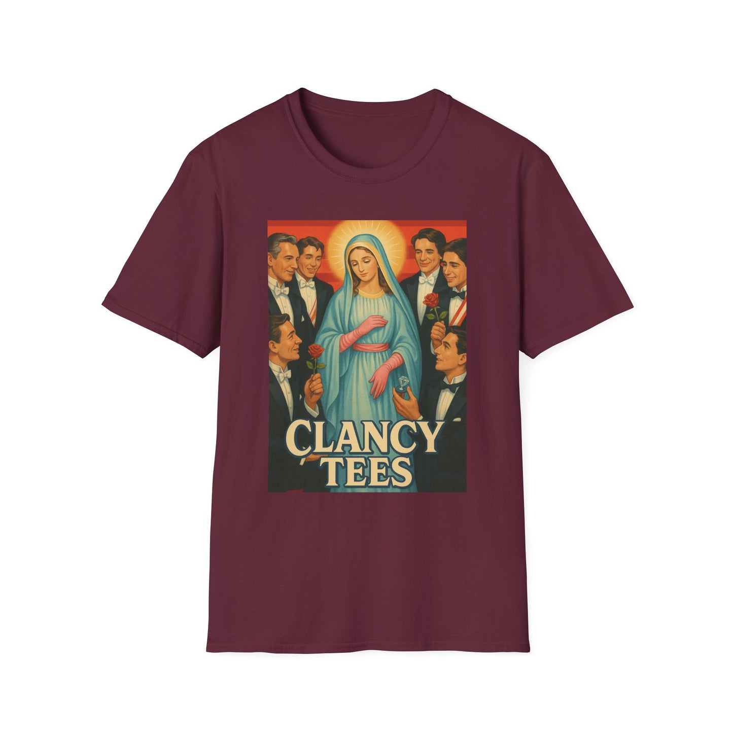 Vintage Madonna Graphic Tee, Unisex Virgin Mary Softstyle T-Shirt, Retro Art Shirt, Gift for Artsy Friends, Festival Attire, Casual Wear