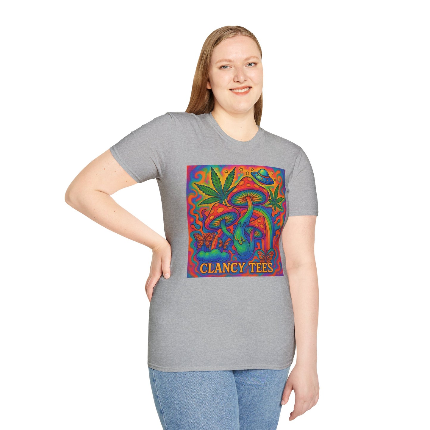 Colorful Psychedelic T-Shirt, Fun Graphic Tee for Music Festivals, Unique Gift for Friends, Retro Style Shirt, Unisex Softstyle Tee