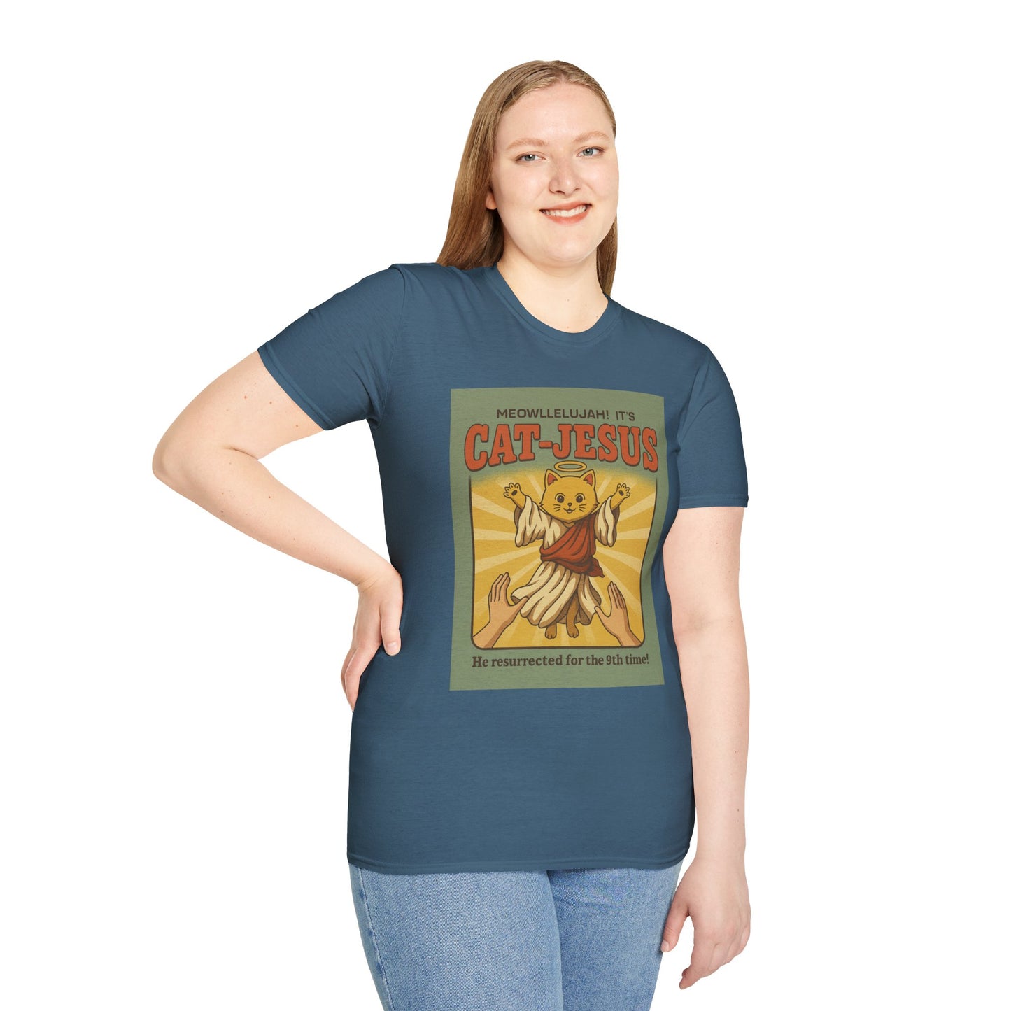Cat Jesus Funny Resurrected Cat Shirt Meow Hallelujah Tee for Cat Lovers Faith and Felines Fans of Holy Humor and Nine Lives Resurrection Gags