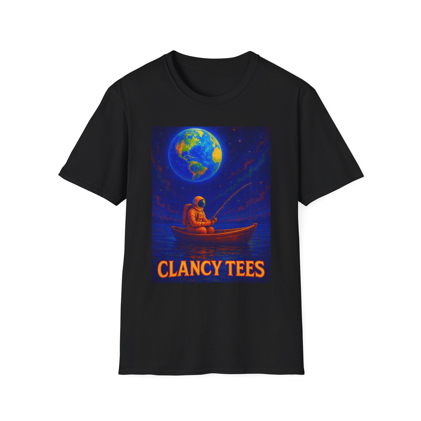 Space Fisherman Graphic T-Shirt, Chill Vibes Tee, Eco-Friendly Gift, Outdoor Enthusiast Apparel, Perfect for Holidays & Summer