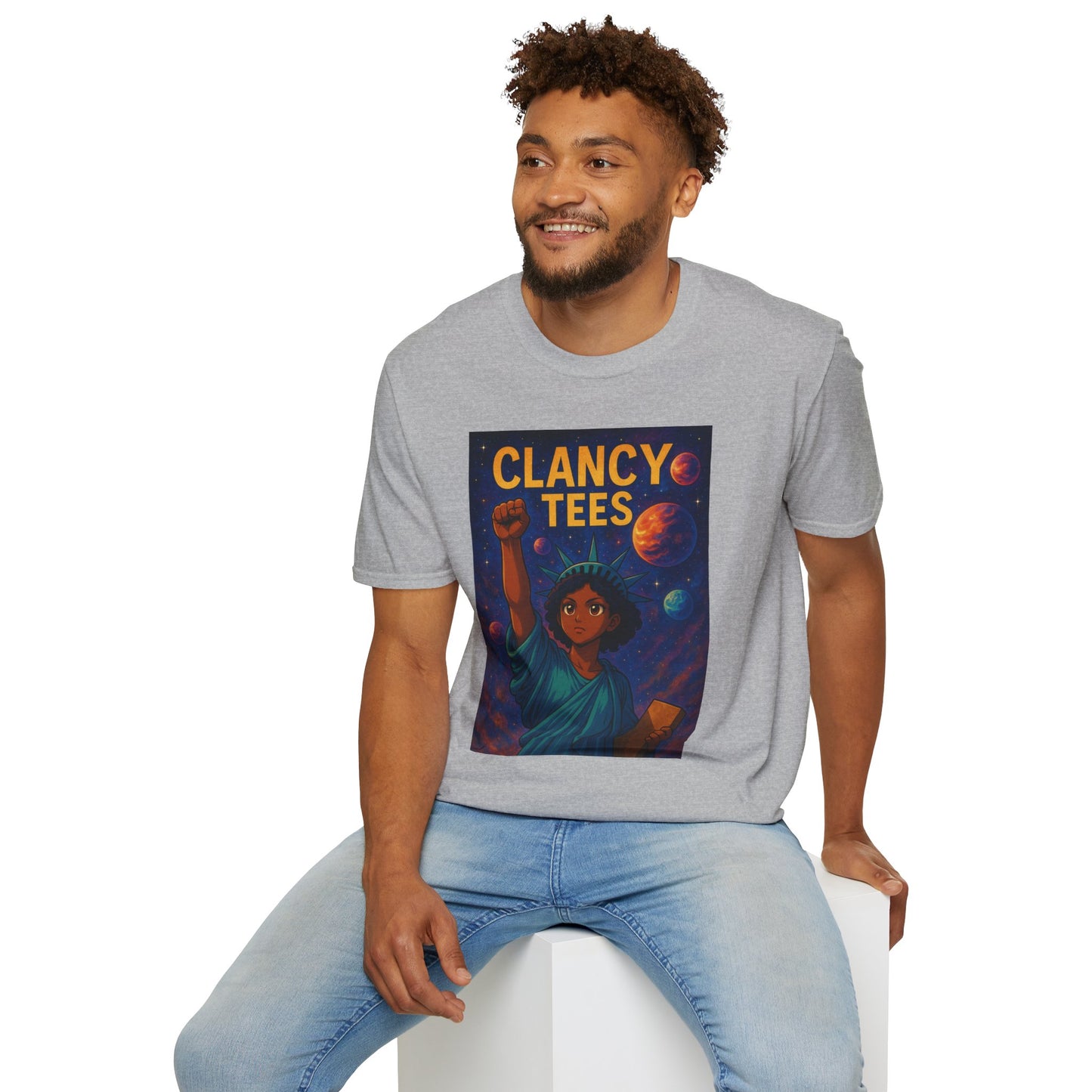 Empowerment Liberty Graphic T-Shirt, Space-Themed Tee, Unisex Casual Wear, Gift for Space Lovers, Inspirational Fashion