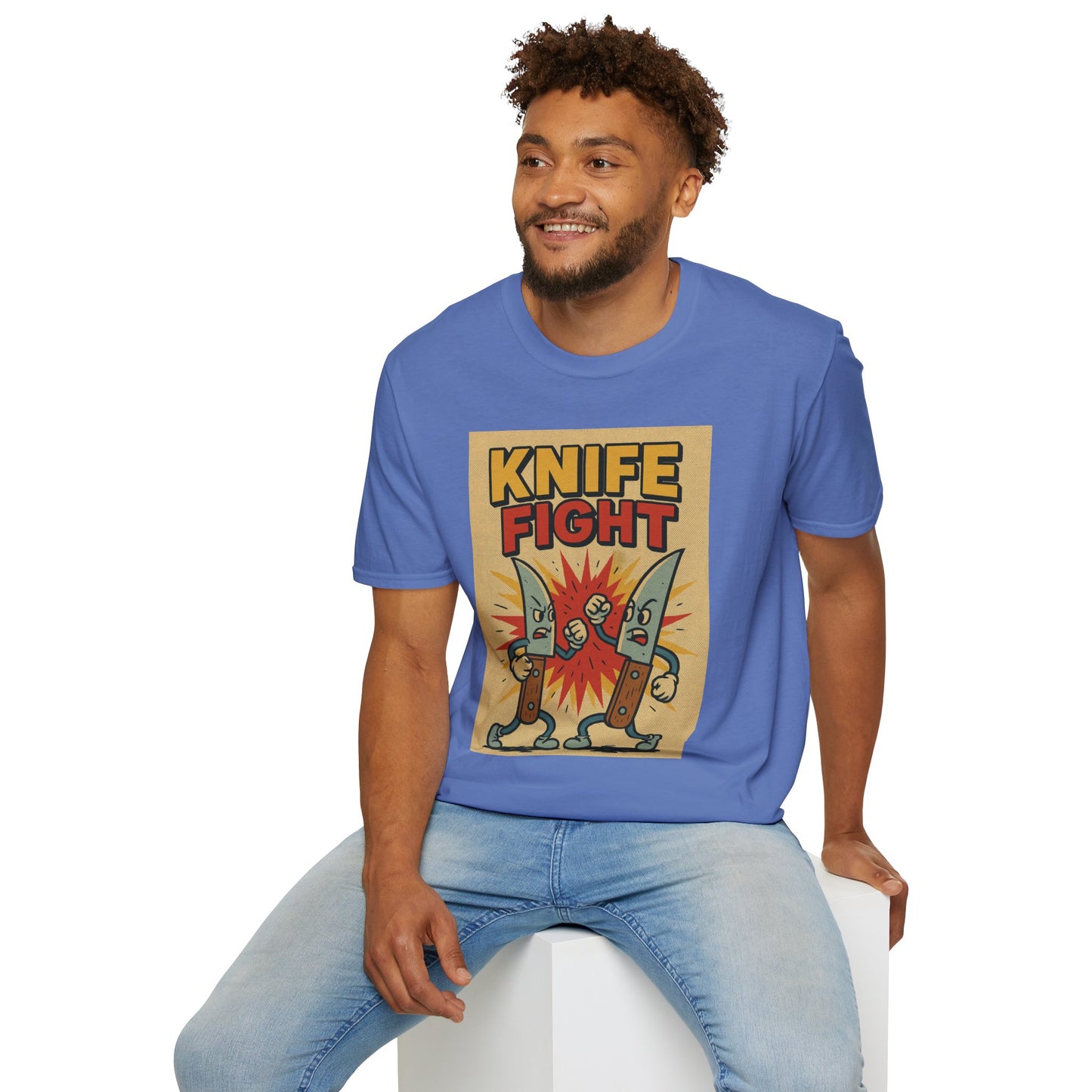 Retro Knife Fight Graphic T-Shirt, Funny Tee, Casual Unisex Clothing, Gift for Him or Her, Unique Humor Shirt