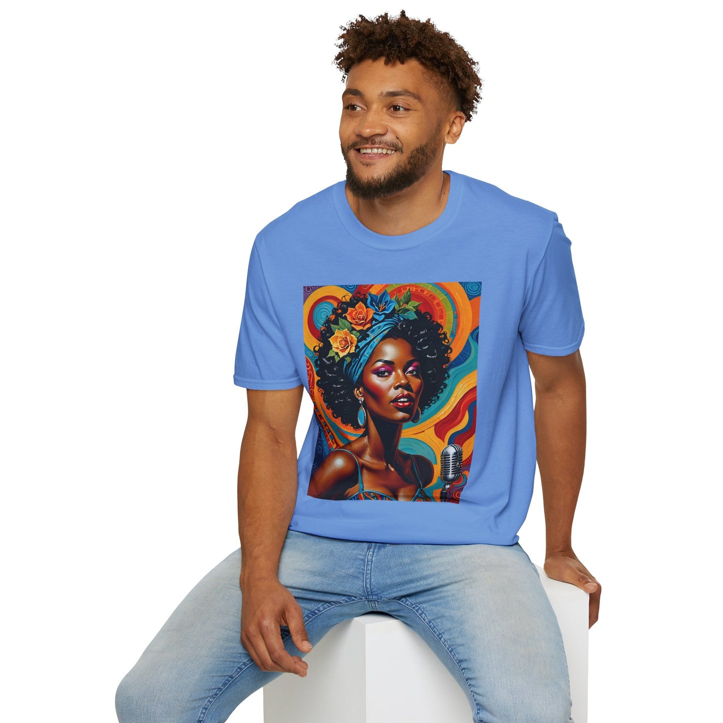 Afrofuturist Soul Singer T Shirt Cosmic Jazz Graphic Tee Retro Funk Fashion Music Artwork Top Gift for Soul Fans