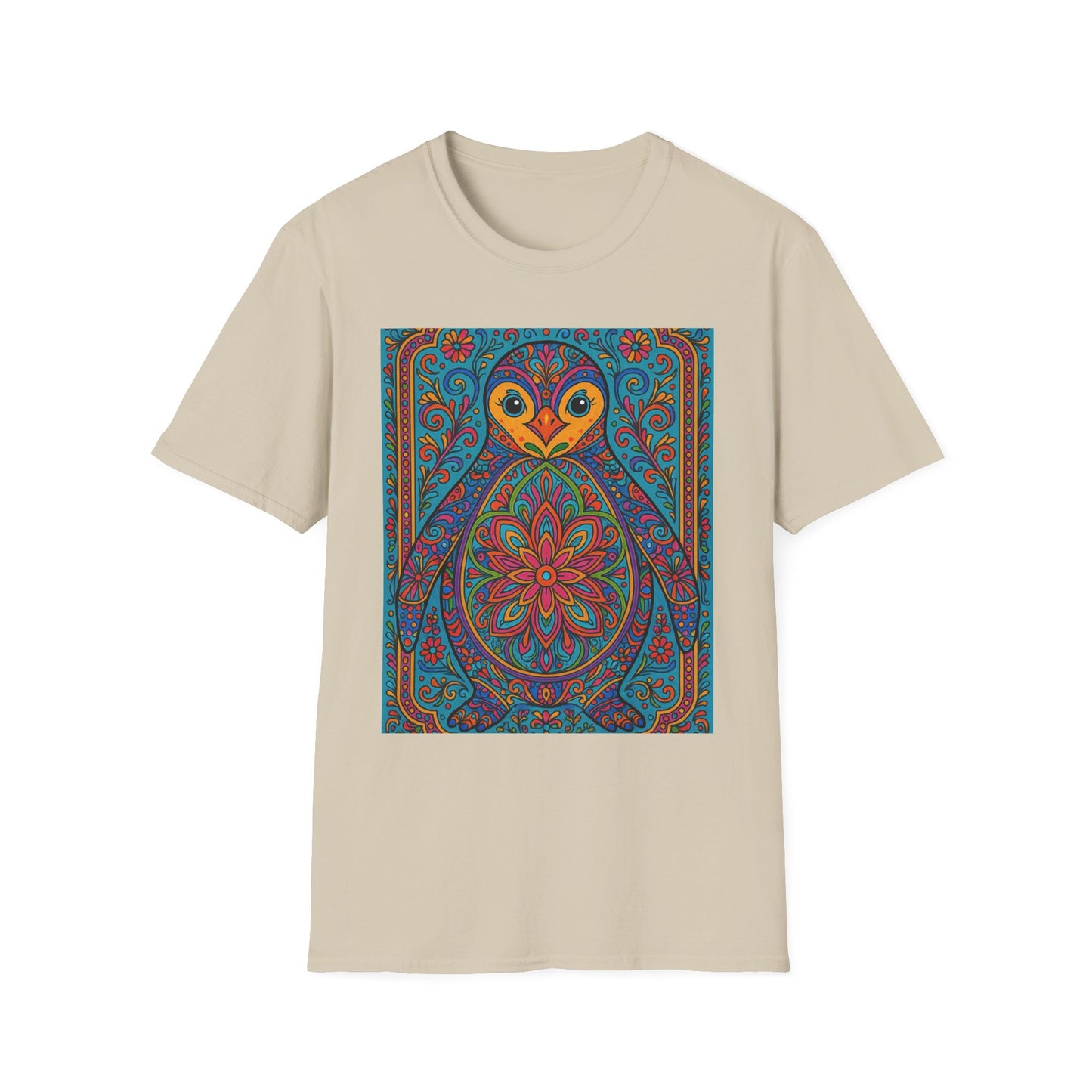 Trippy Penguin Mandala T-Shirt – Psychedelic Animal Tee – Funny Gift for Nature Lovers – Penguin Shirt for Hippies, Weirdos, and Mandala Fans