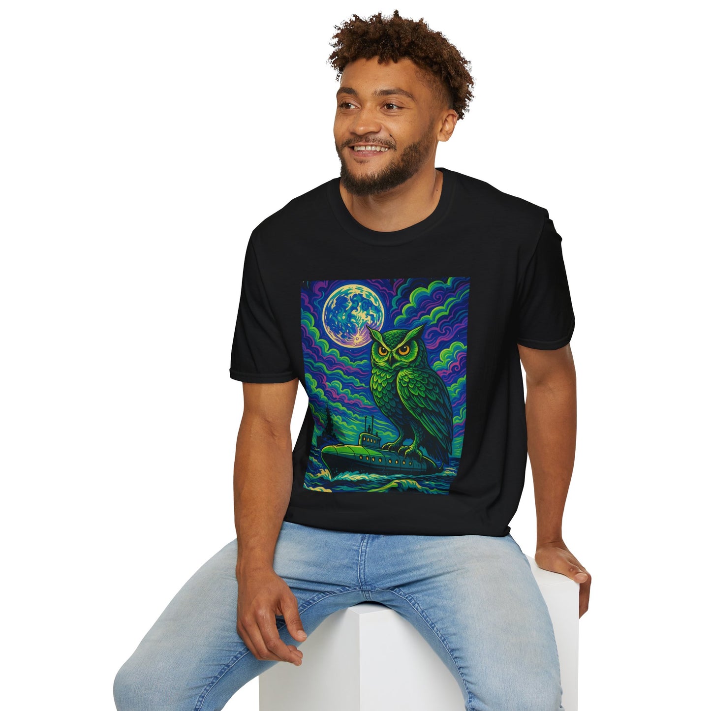 Psychedelic Owl T-Shirt – Trippy Moonlight Animal Tee – Gift for Night Owls, Nature Lovers, Surreal Art Fans & Creatures of the Cosmic Forest