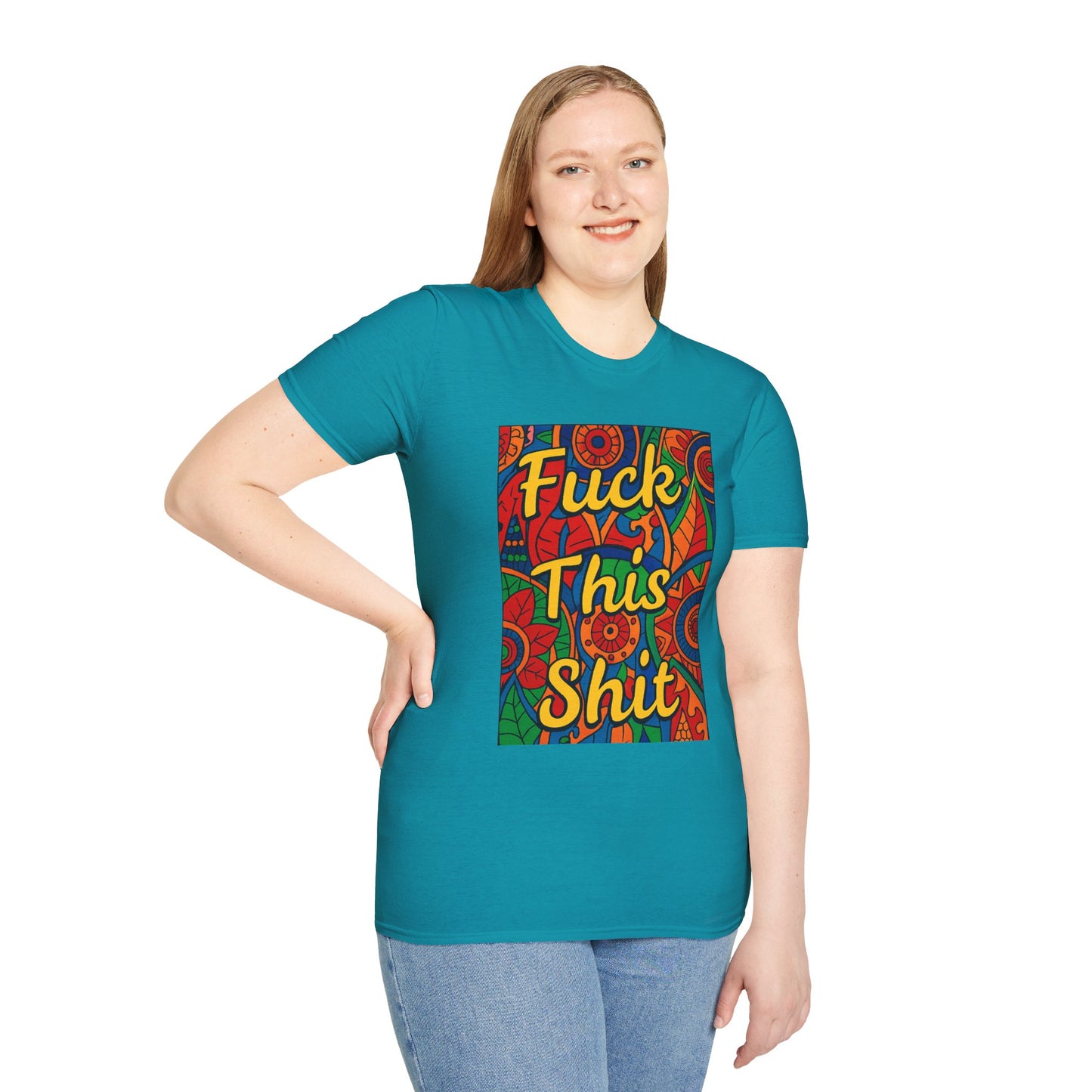 Vibrant Statement Tee - "Fuck This Shit" Unisex Softstyle T-Shirt, Casual Wear, Gift for Friends, Fun Graphic Shirt, Bold Expression