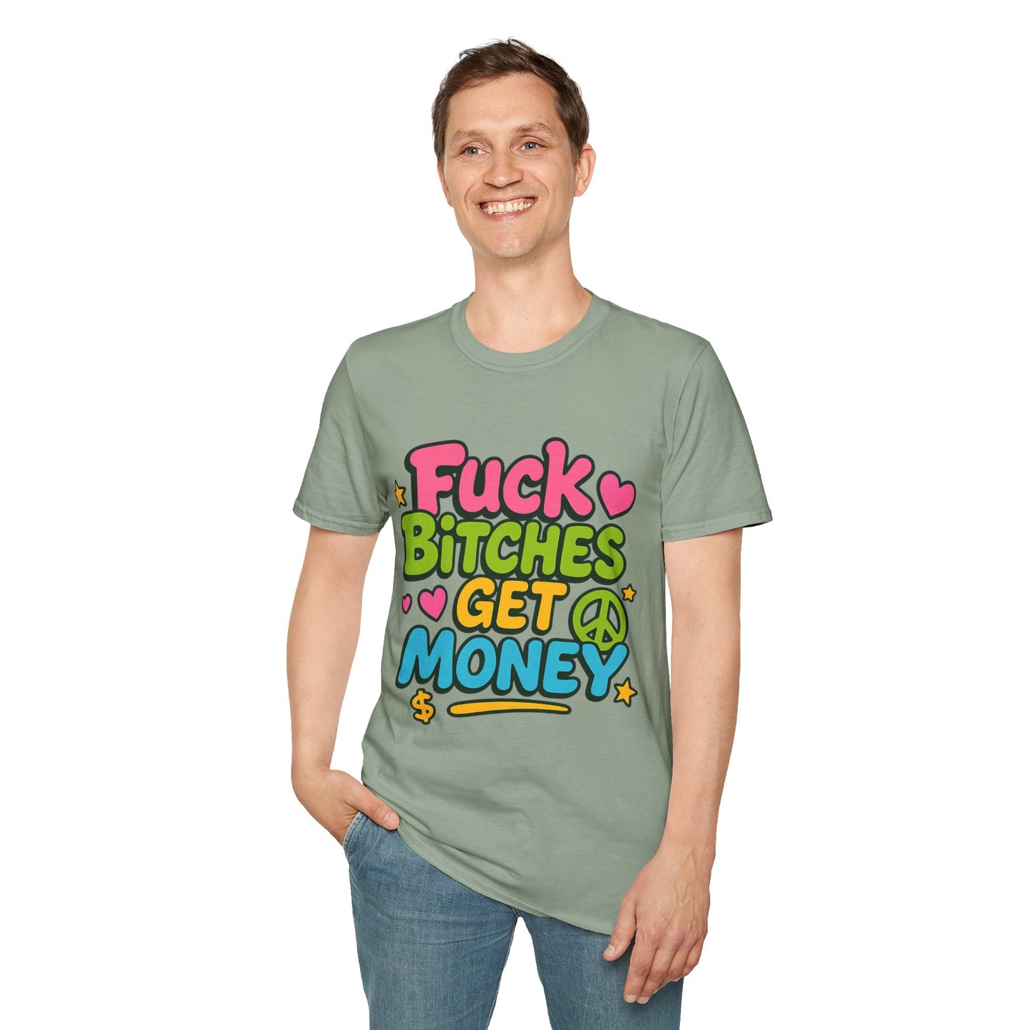 Fuck Bitches Get Money Shirt Funny Bold Graphic Tee Gift for Hustlers Savage Statement T-Shirt for Rebels Trolls Unfiltered Meme Culture Fans