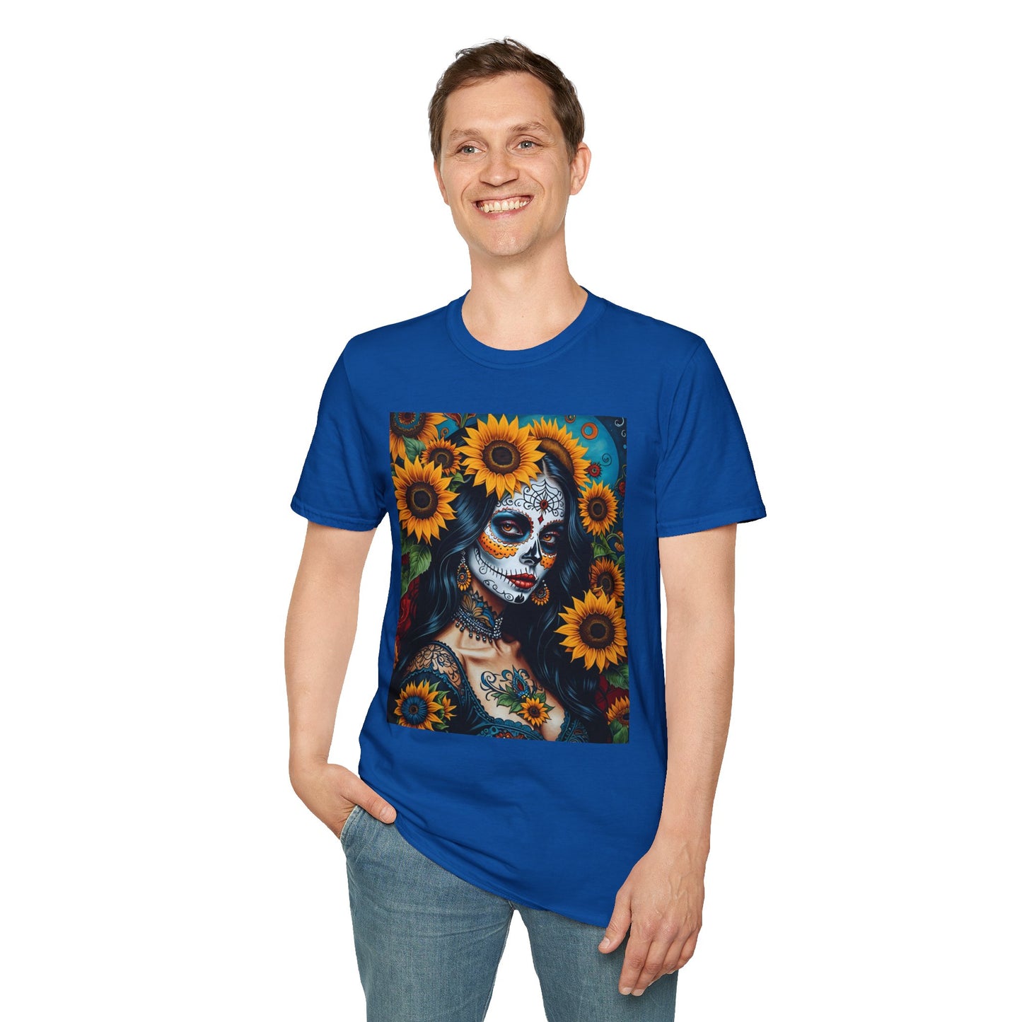 Day of the Dead Floral T-Shirt, Sugar Skull Tee, Unisex Halloween Shirt, Floral Art T-Shirt, Casual Everyday Wear
