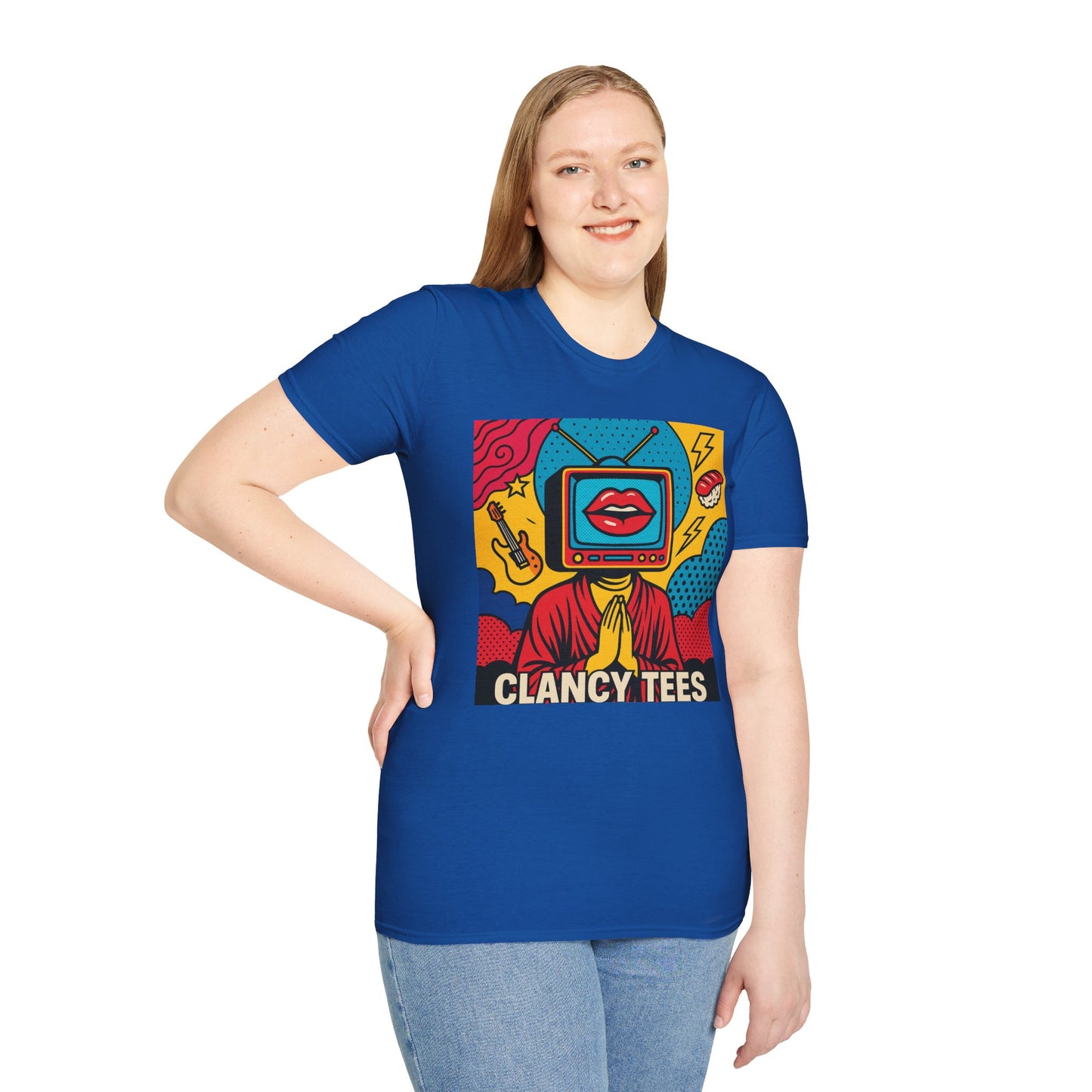 Pop Art TV Head T Shirt for Creatives Graphic Tee for Artists Gift for Surreal Art Lovers Unisex Visual Commentary Shirt
