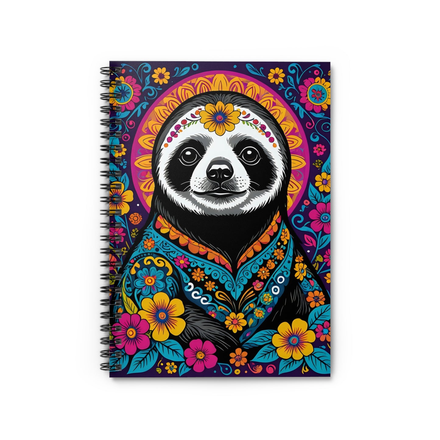 Colorful Sloth Spiral Notebook - Ideal for Journaling, Gift for Students, Floral Inspiration, Motivational Writing, Eco-Friendly