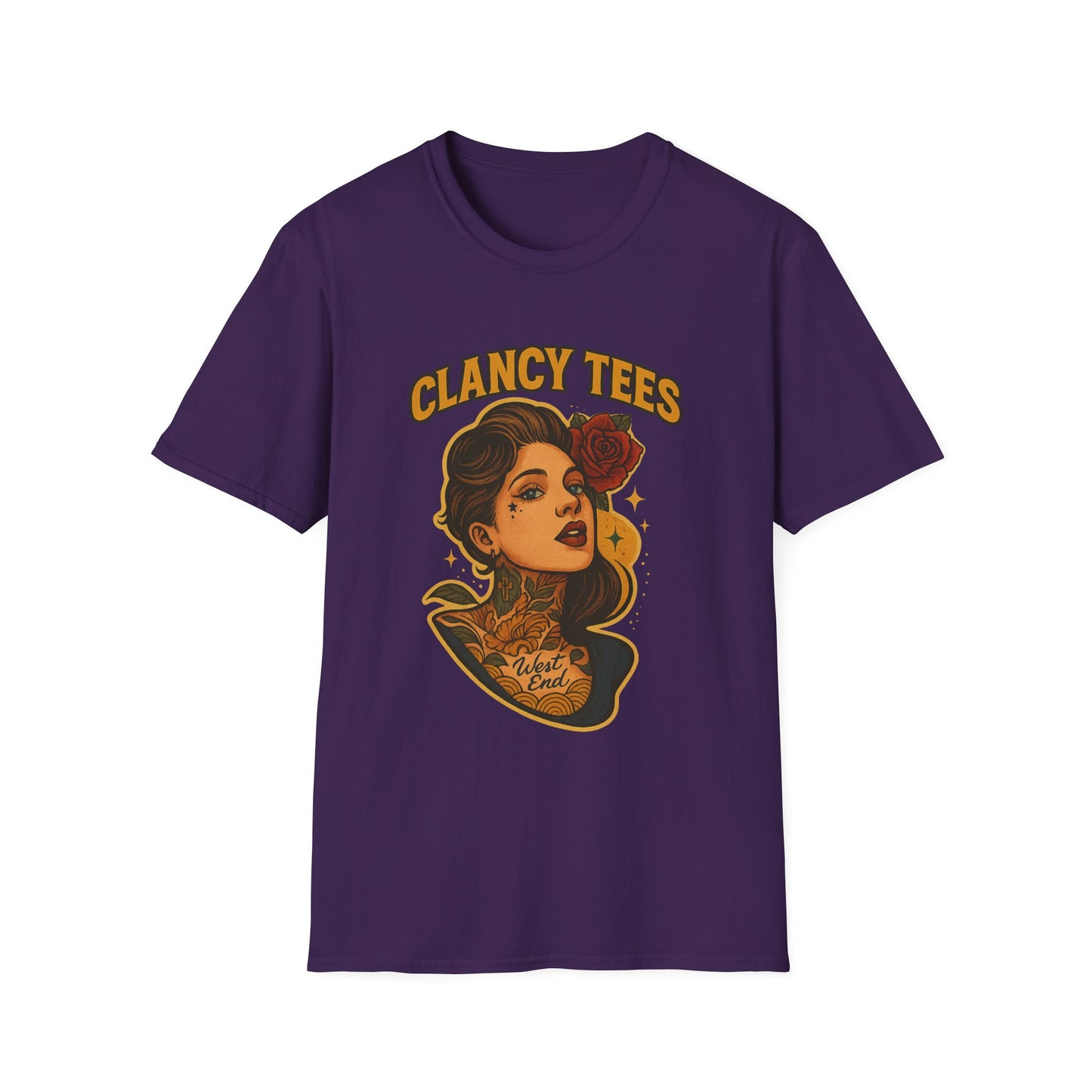Vintage Tattoo-Inspired Unisex Softstyle T-Shirt, Unique Graphic Tee, Casual Statement Shirt, Perfect Gift for Friends & Festivals