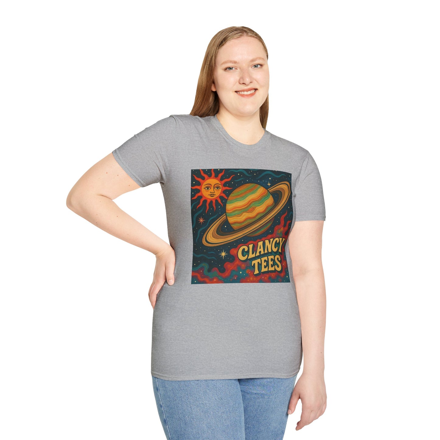 Saturn Sun Shirt – Retro Psychedelic Planet Graphic Tee with Groovy Outer Space Art – Gift for Astronomers, Daydreamers, and Cosmic Wanderers