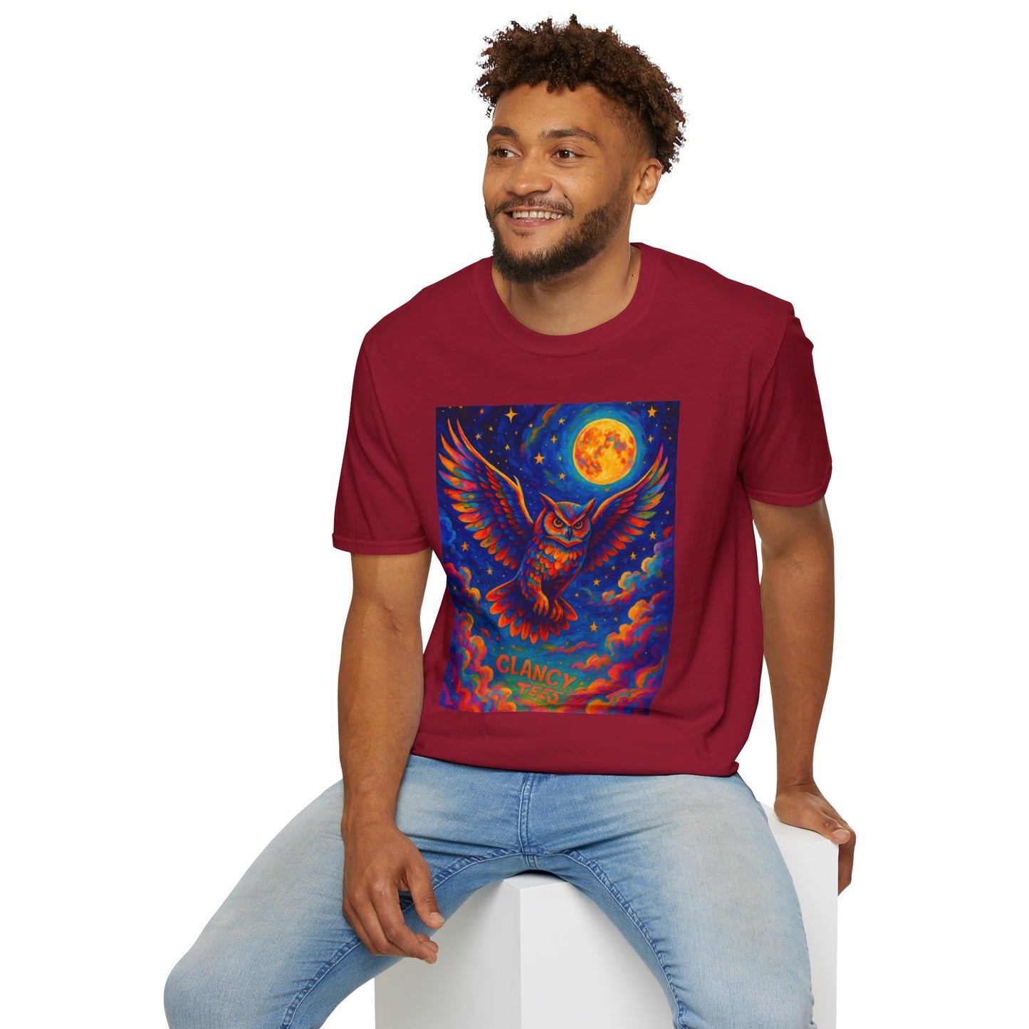 Psychedelic Owl T-Shirt Trippy Full Moon Graphic Tee | Surreal Bird Aesthetic Shirt | Gift for Dreamers and Night Owls | Bold Fantasy Art Top