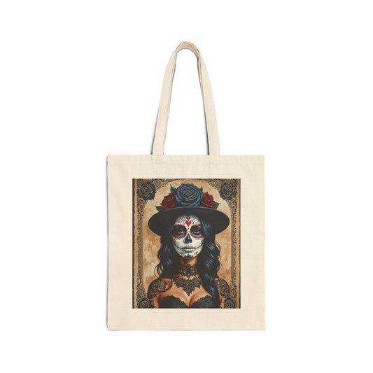 Day of the Dead Tote Bag, Vintage Skull Art Bag, Eco-Friendly Shopping Tote, Boho Style Handbag, Halloween Gift Idea, Decorative Carryall