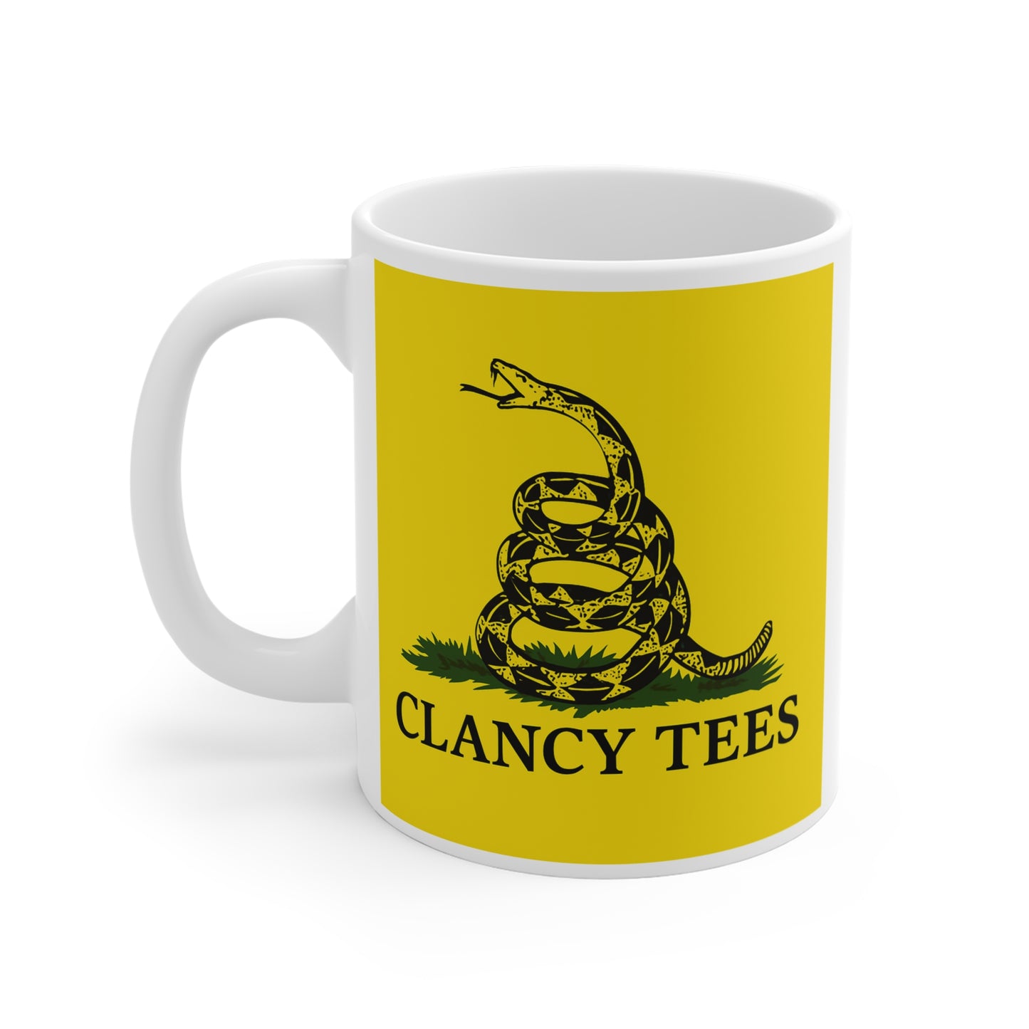 Don’t Tread On Clancy Tees Coffee Mug Funny Snake Graphic Ceramic Mug Patriotic Novelty Gift