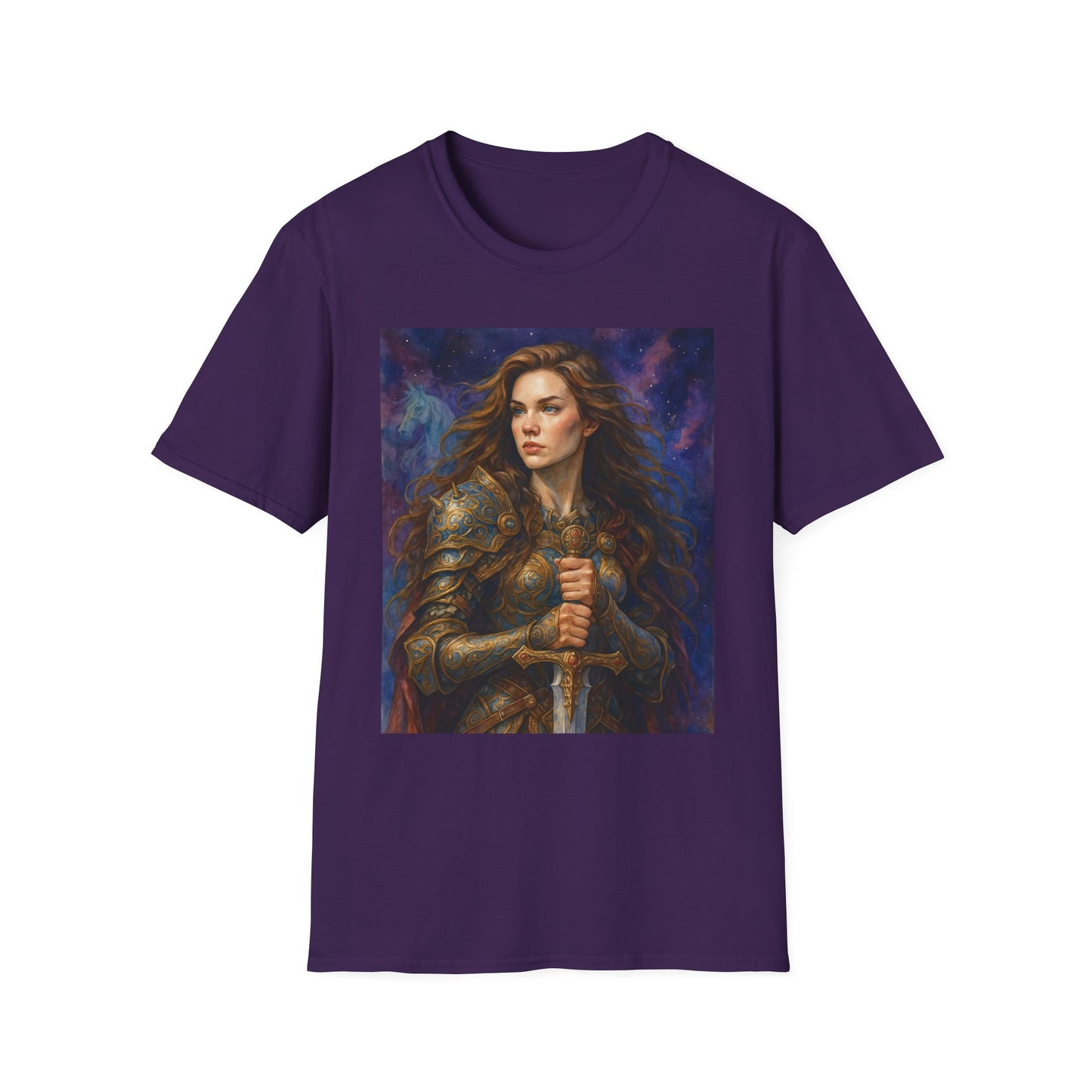Warrior Woman T Shirt Fantasy Knight Art Medieval Armor Female Hero Tee Gift for Fantasy Lovers Sword Wielder Shirt Bold Aesthetic Battlecore Clothing