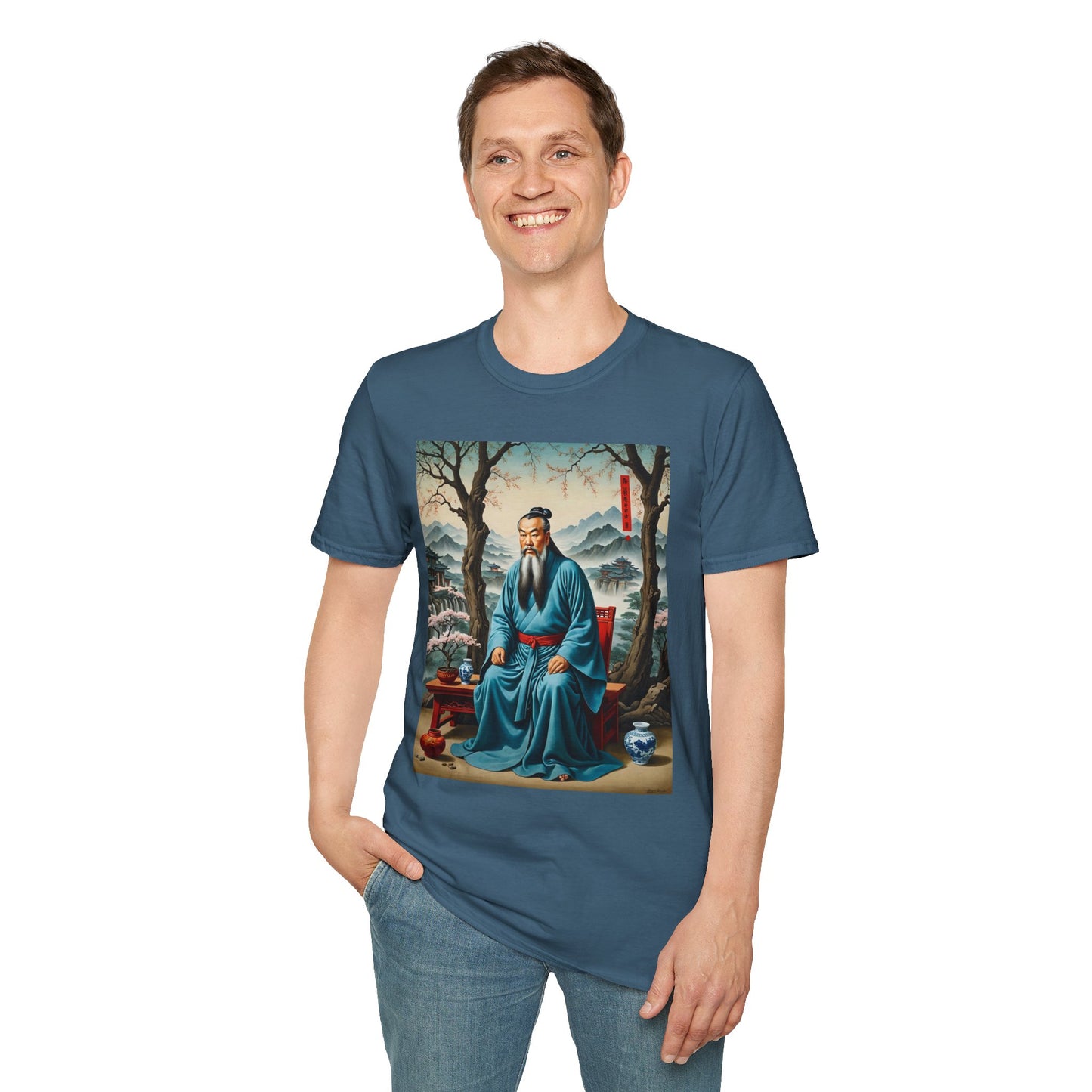 Ancient Scholar T-Shirt Eastern Wisdom Graphic Tee Traditional Art Shirt Gift for History Buffs Gift for Philosophy Fans Timeless Cultural Artwork