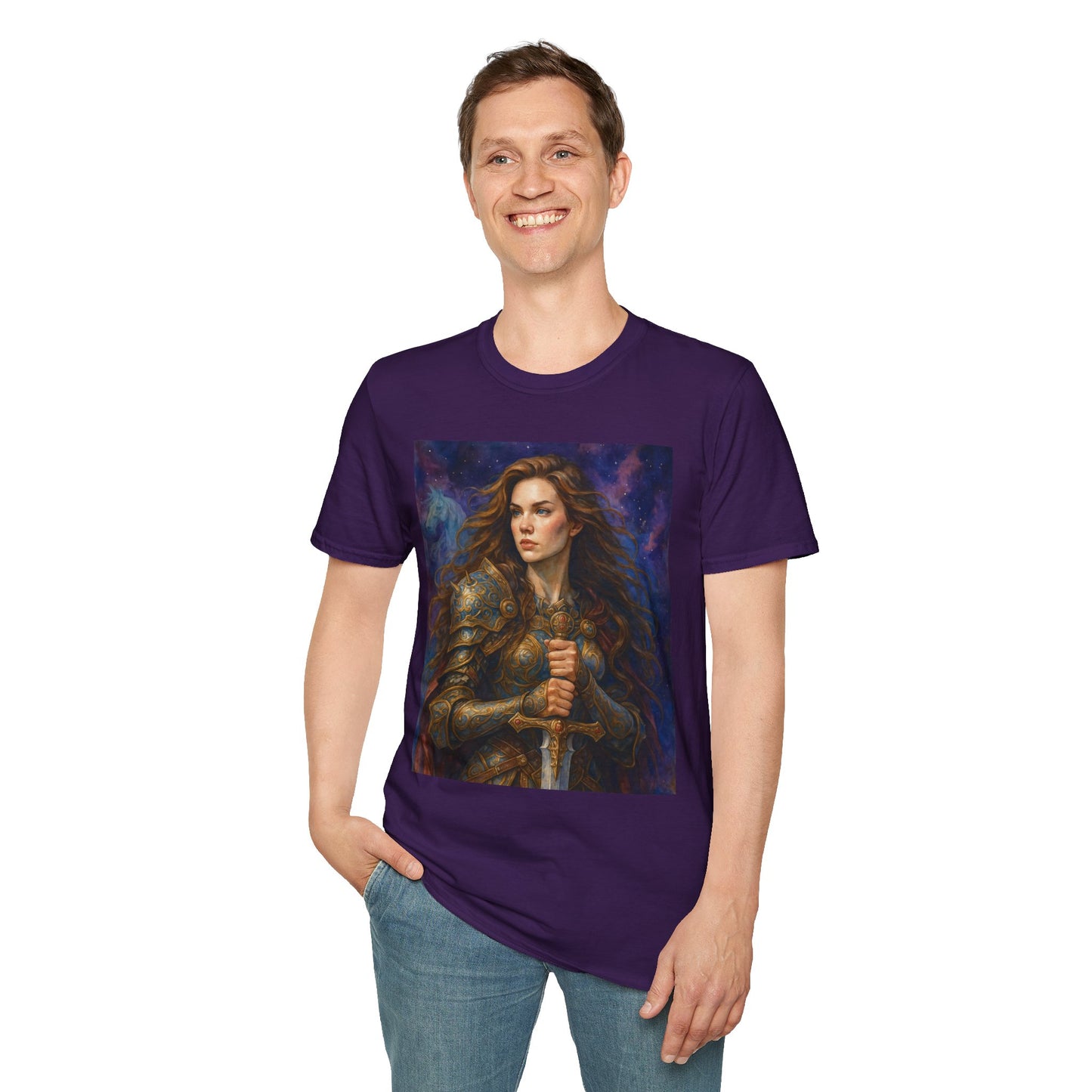 Warrior Woman T Shirt Fantasy Knight Art Medieval Armor Female Hero Tee Gift for Fantasy Lovers Sword Wielder Shirt Bold Aesthetic Battlecore Clothing
