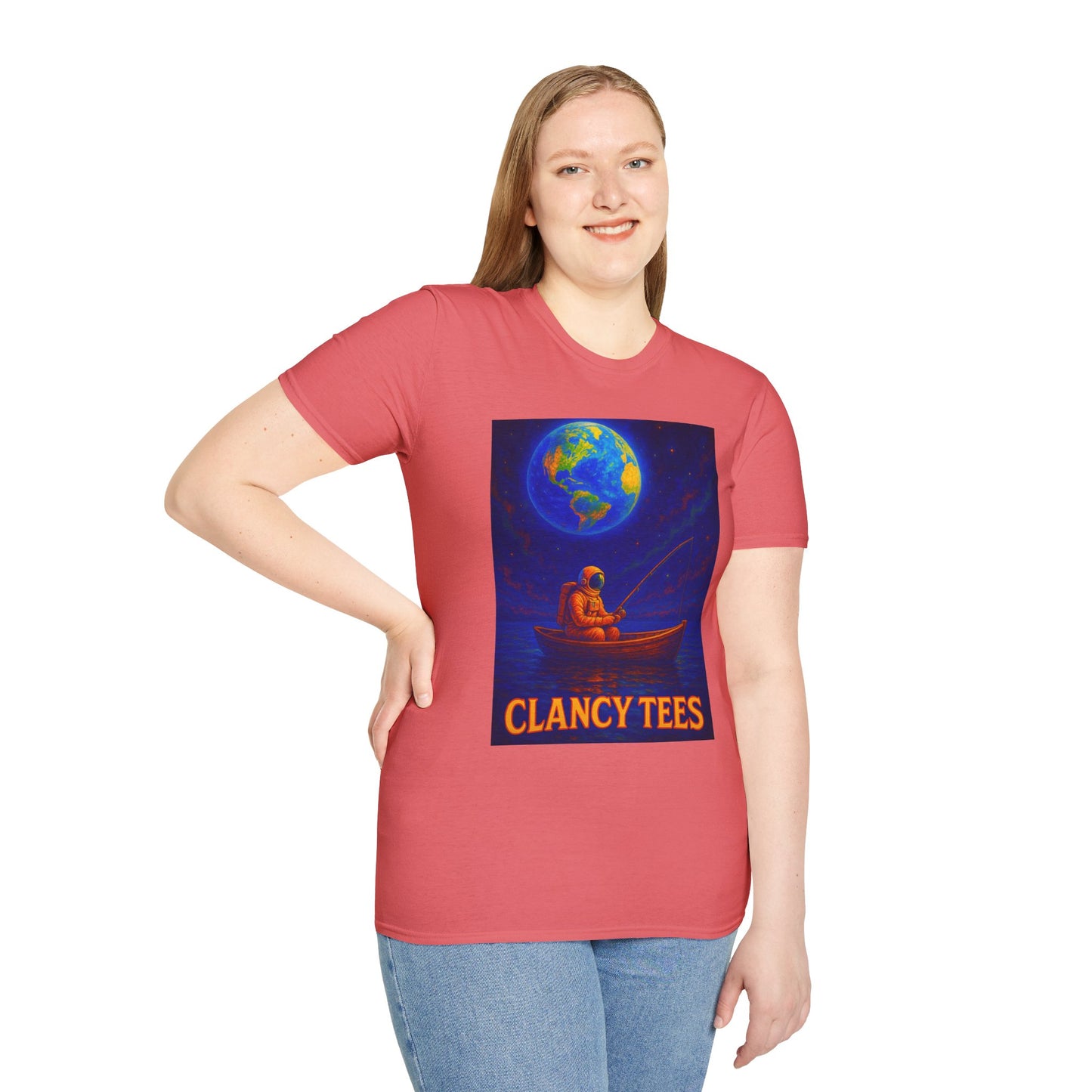 Space Fisherman Graphic T-Shirt, Chill Vibes Tee, Eco-Friendly Gift, Outdoor Enthusiast Apparel, Perfect for Holidays & Summer
