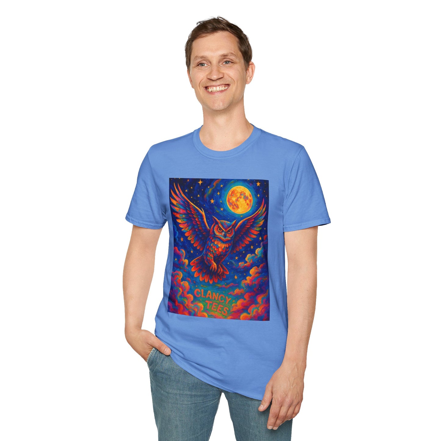 Psychedelic Owl T-Shirt Trippy Full Moon Graphic Tee | Surreal Bird Aesthetic Shirt | Gift for Dreamers and Night Owls | Bold Fantasy Art Top