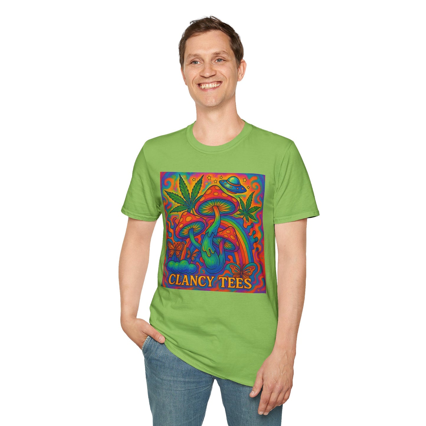 Colorful Psychedelic T-Shirt, Fun Graphic Tee for Music Festivals, Unique Gift for Friends, Retro Style Shirt, Unisex Softstyle Tee