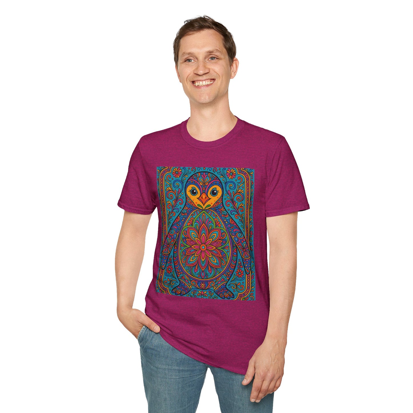 Trippy Penguin Mandala T-Shirt – Psychedelic Animal Tee – Funny Gift for Nature Lovers – Penguin Shirt for Hippies, Weirdos, and Mandala Fans