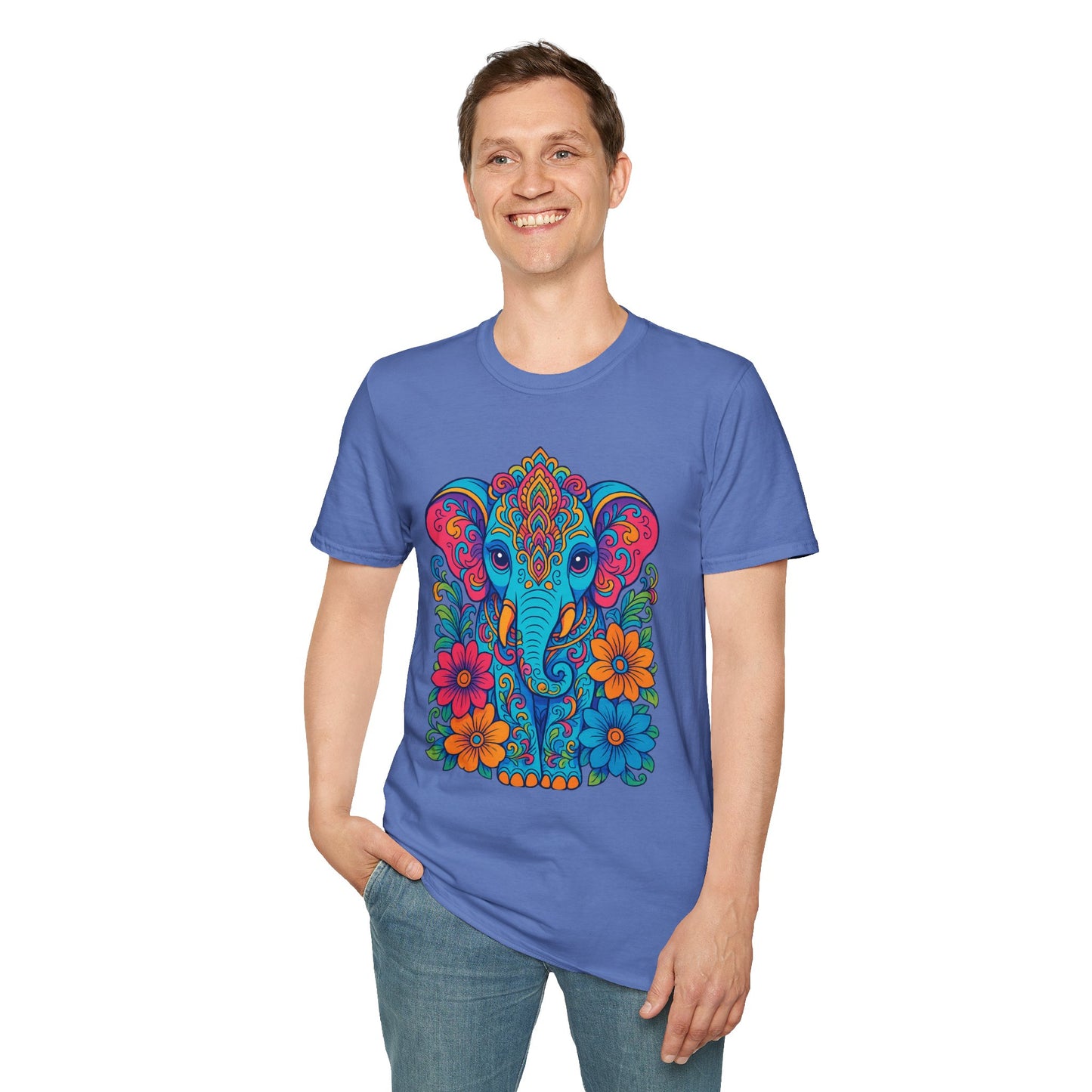 Colorful Elephant Shirt Trippy Boho Floral Art Tee Gift for Yoga Lovers Psychedelic Animal Fans and Free Spirits Who Rock Vibrant Festival Style