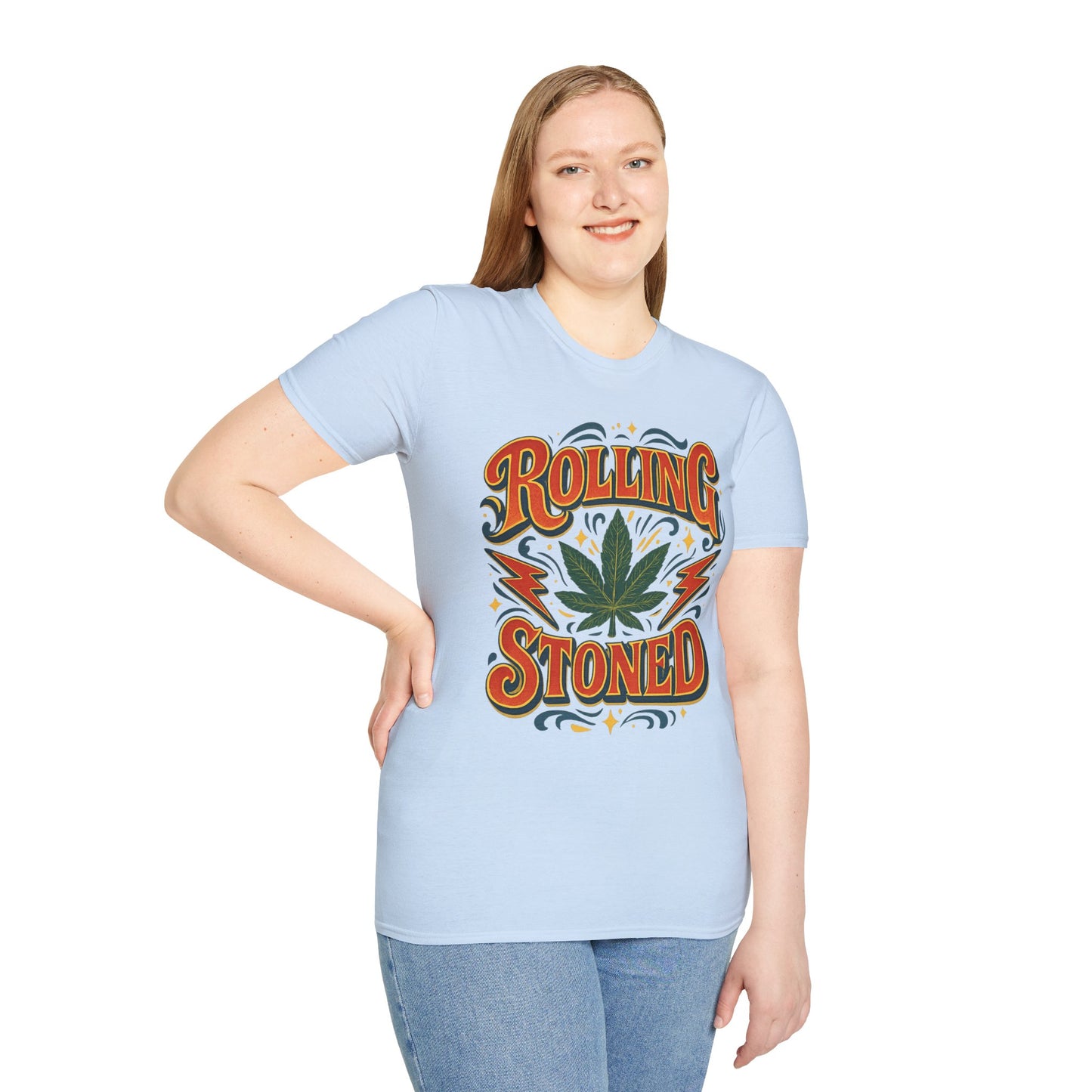 Rolling Stoned Weed Shirt – Funny Cannabis Leaf Tee – Gift for Potheads, 420 Smokers, Stoner Music Fans, and Chill Marijuana Enthusiasts