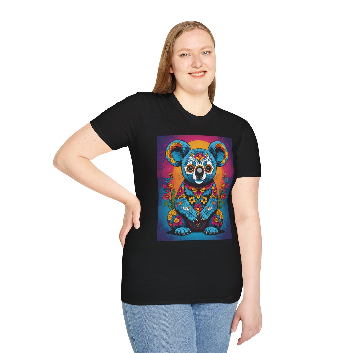 Psychedelic Koala T Shirt Trippy Animal Graphic Tee Colorful Festival Top Gift for Nature Lovers