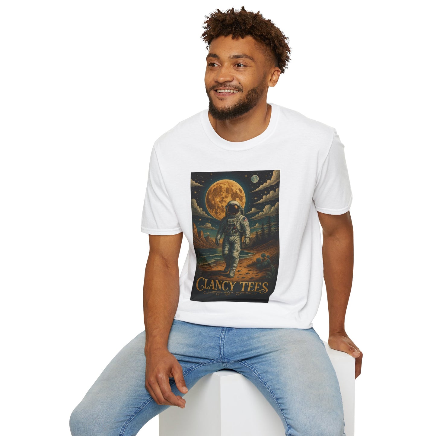 Astronaut Adventure Unisex Softstyle T-Shirt | Cosmic Space Shirt, Graphic Tee for Space Lovers, Gift for Nerds, Casual Wear