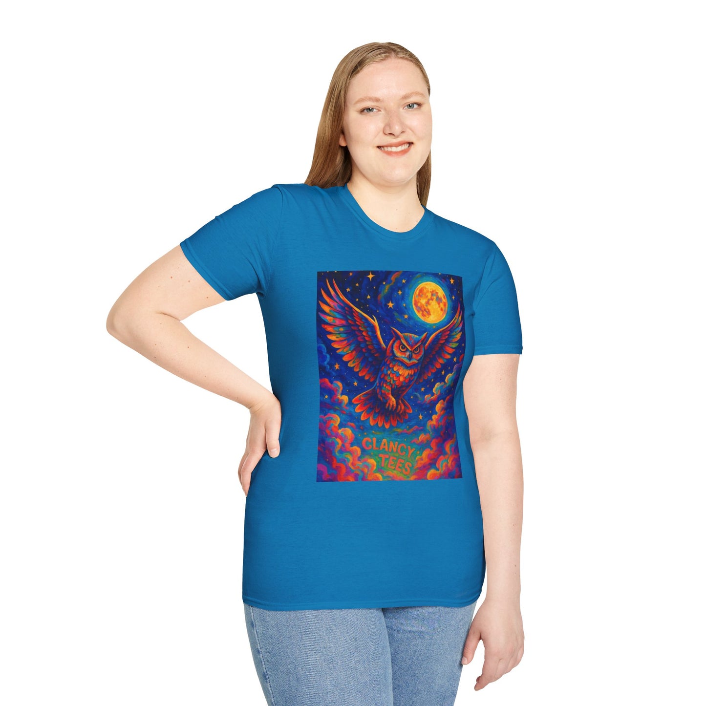 Psychedelic Owl T-Shirt Trippy Full Moon Graphic Tee | Surreal Bird Aesthetic Shirt | Gift for Dreamers and Night Owls | Bold Fantasy Art Top