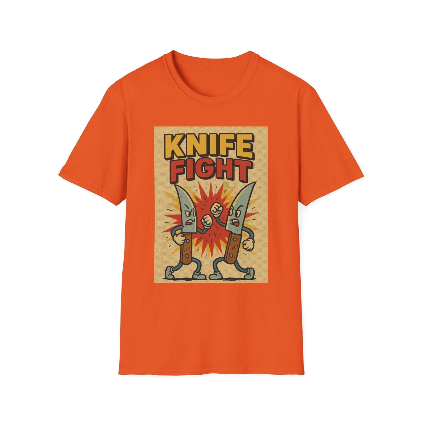 Retro Knife Fight Graphic T-Shirt, Funny Tee, Casual Unisex Clothing, Gift for Him or Her, Unique Humor Shirt