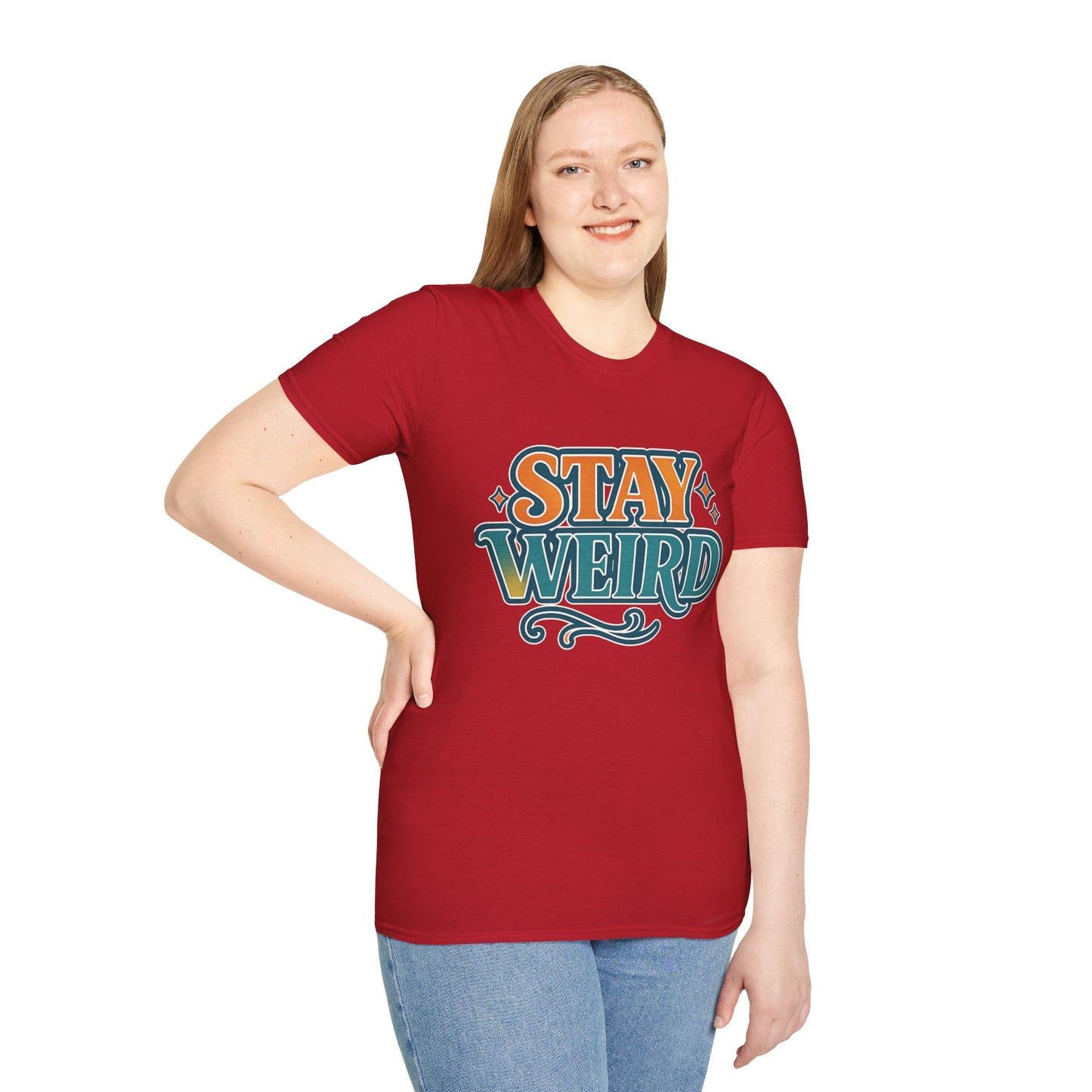 Stay Weird Unisex Softstyle T-Shirt - Fun Graphic Tee, Quirky Apparel, Gift for Friends, Casual Wear, Unique Style