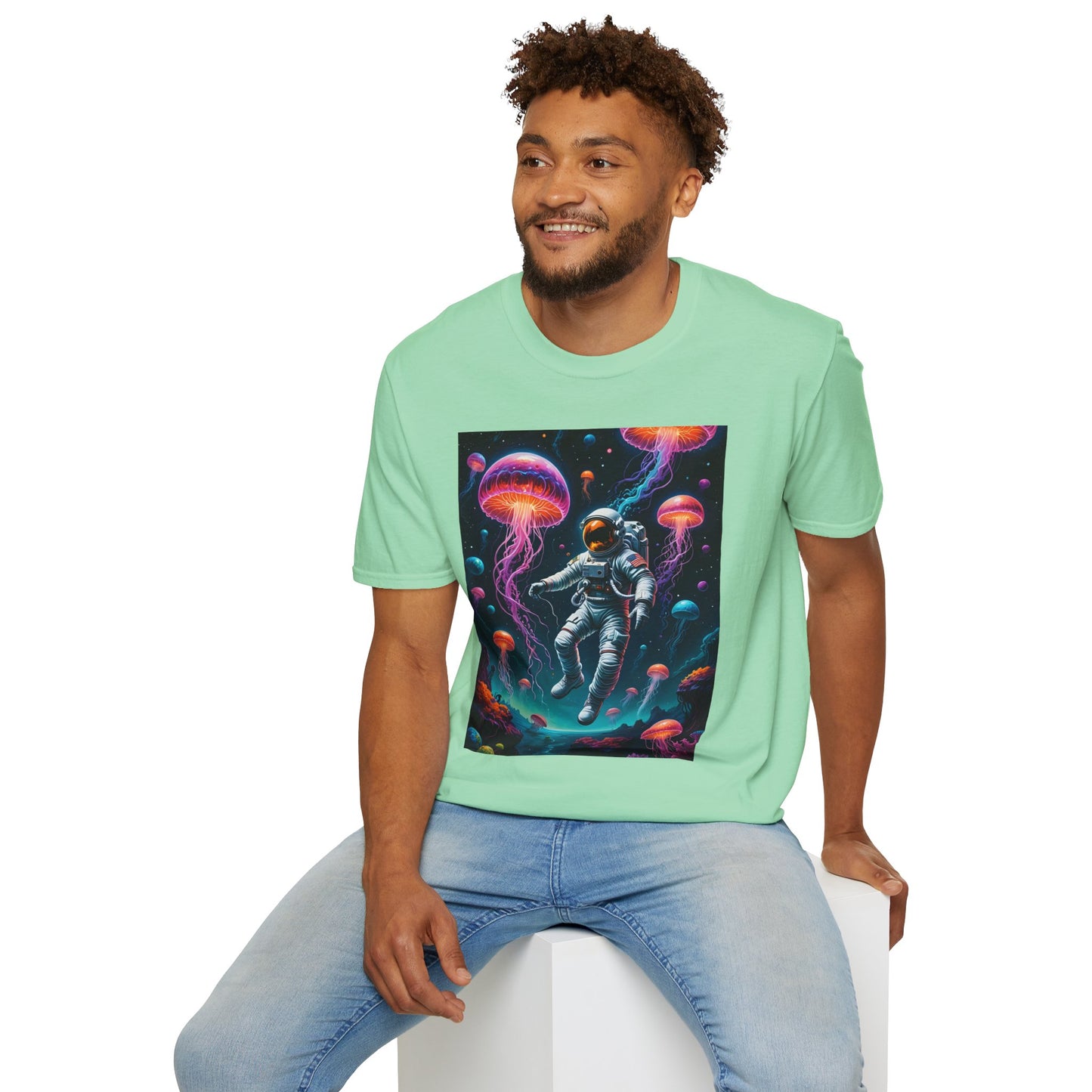Cosmic Jellyfish T-Shirt, Astronaut Tee, Space Lover's Apparel, Unique Gift, Unisex Softstyle Shirt