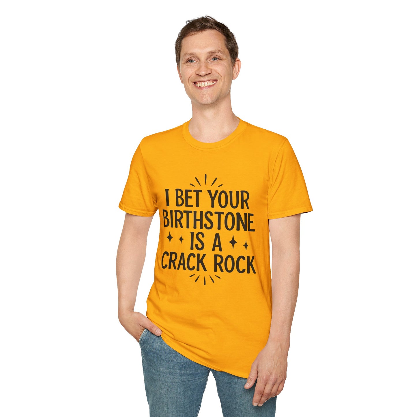 Crack Rock Birthstone Shirt – Funny Insult Tee – Gift for Petty Friends, Sarcastic Adults, and People Who Love Dark Humor
