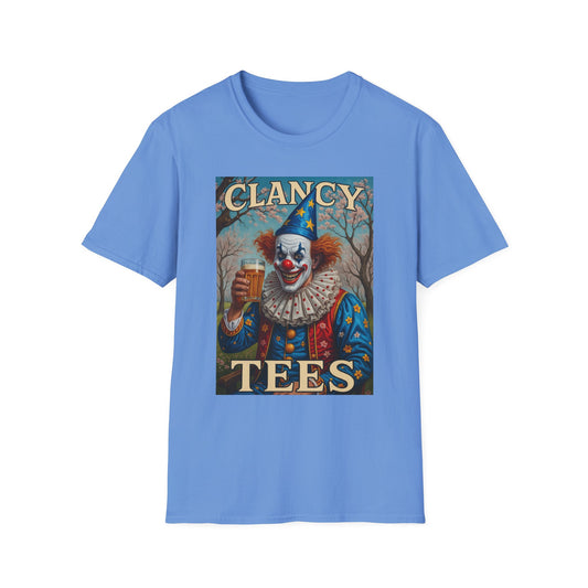 Creepy Clown Beer T-Shirt Vintage Circus Horror Tee Creepy Carnival Graphic Shirt Gift for Horror Fans Gift for Dark Humor Lovers Creepy Bar Humor