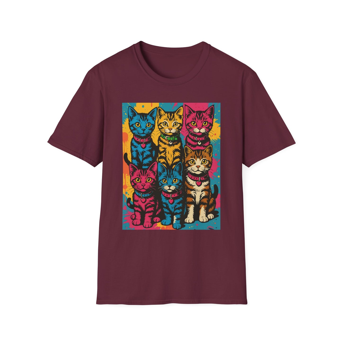 Rainbow Cats Art Shirt – Colorful Cat Lover Tee for Feline Fans – Funny Gift for Cat Moms, Pet Parents, Weird Cat People & Whimsical Animal Aesthetic